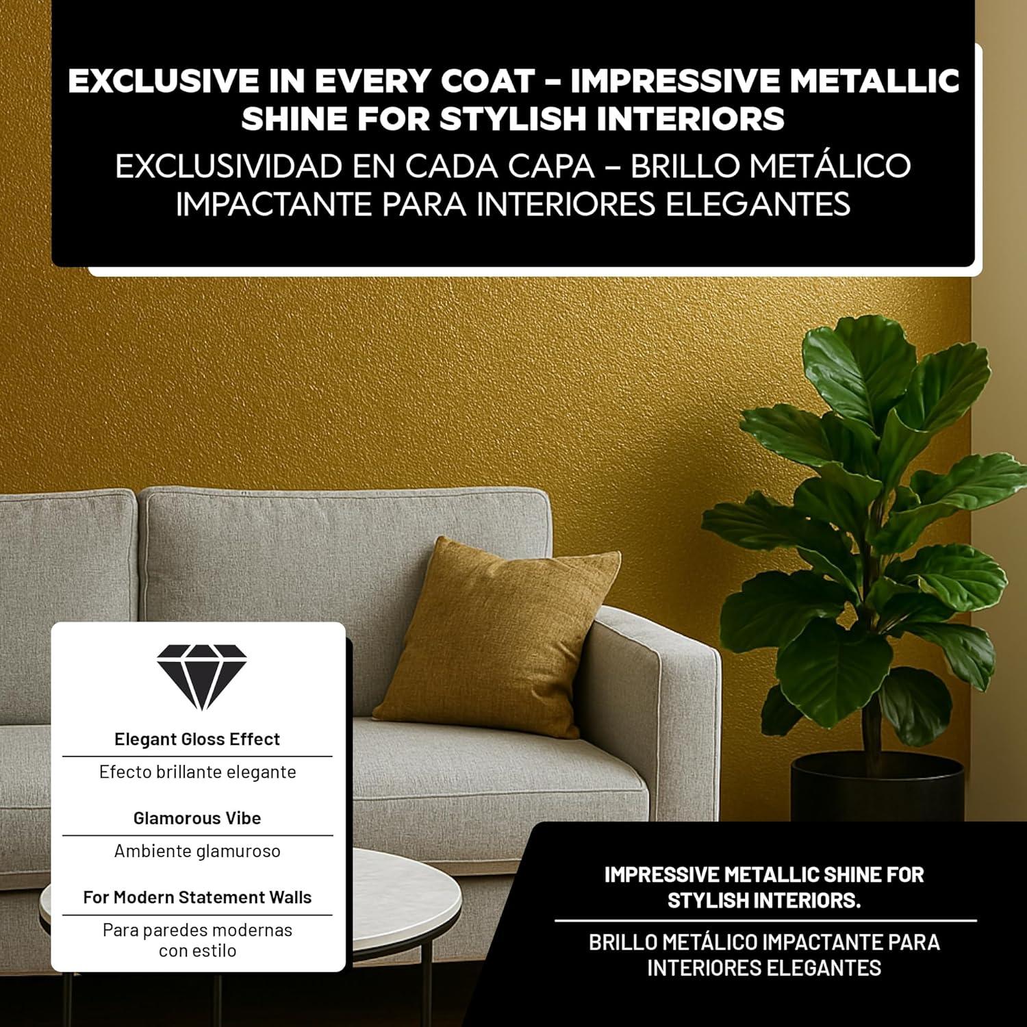 Pintura de Pared Metálica LM-Kreativ 2L Oro Champán Brillo