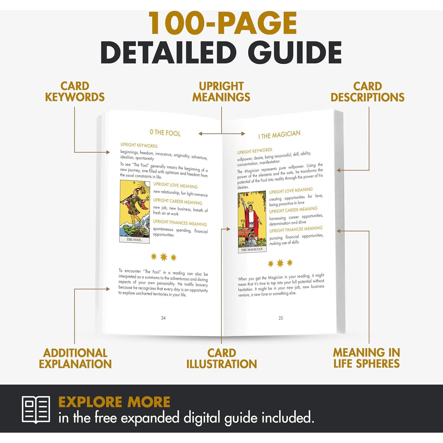 Baraja de Tarot Clásica Wyspell con Guía para Principiantes