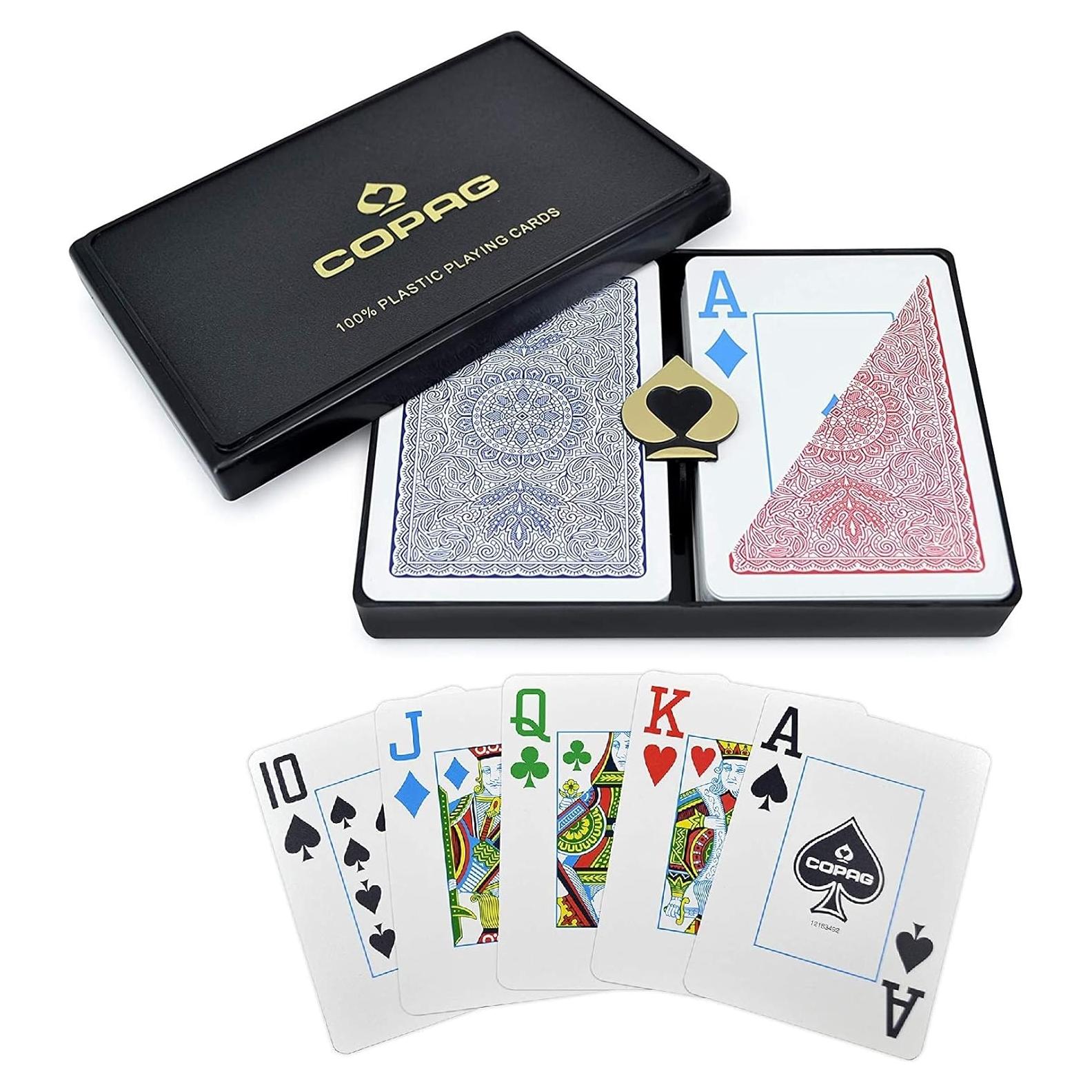 Barajas de Juego Copag 100% Plástico Tamaño Póker Jumbo Rojo/Azul