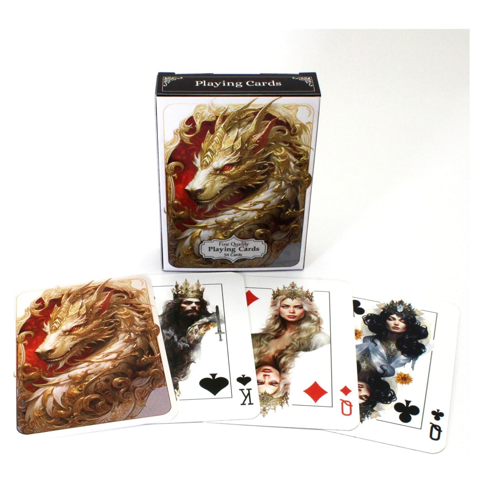 Baraja de Póker Dragón Blanco Noble Artisan 54 Cartas