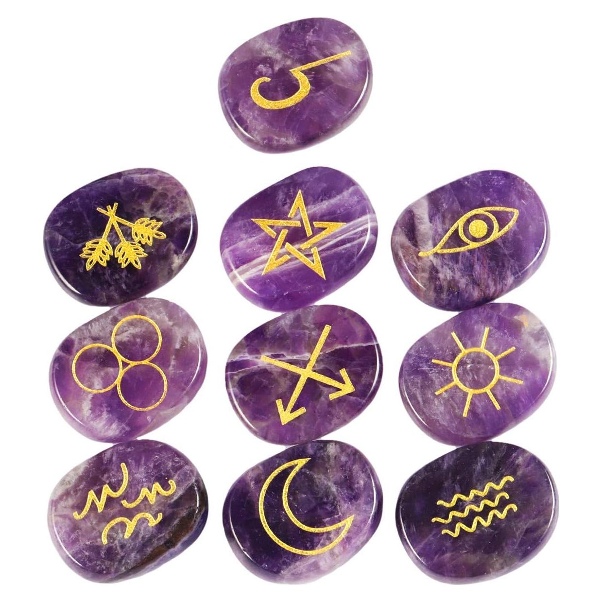 Conjunto de Runas de Brujas Mookaitedecor - 10 Piezas Grabadas