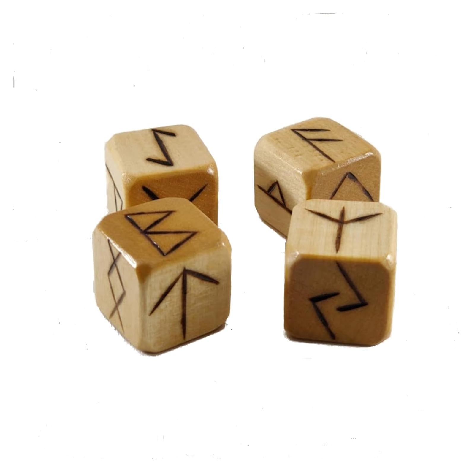 Juego de Dados de Runas de Madera Abedul 24 Piezas Adivinación