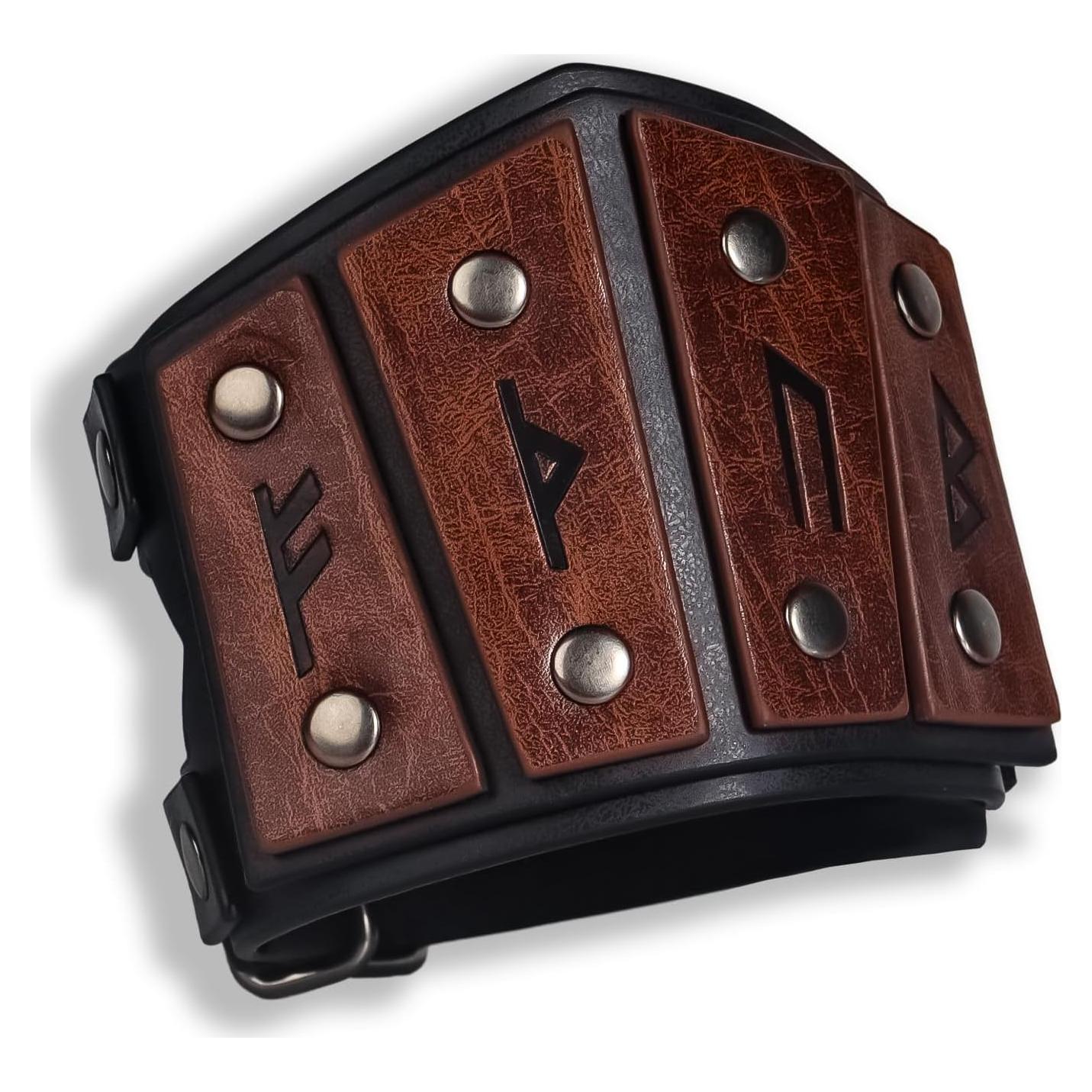 Brazalete de cuero sintético Viking Runas Medievales