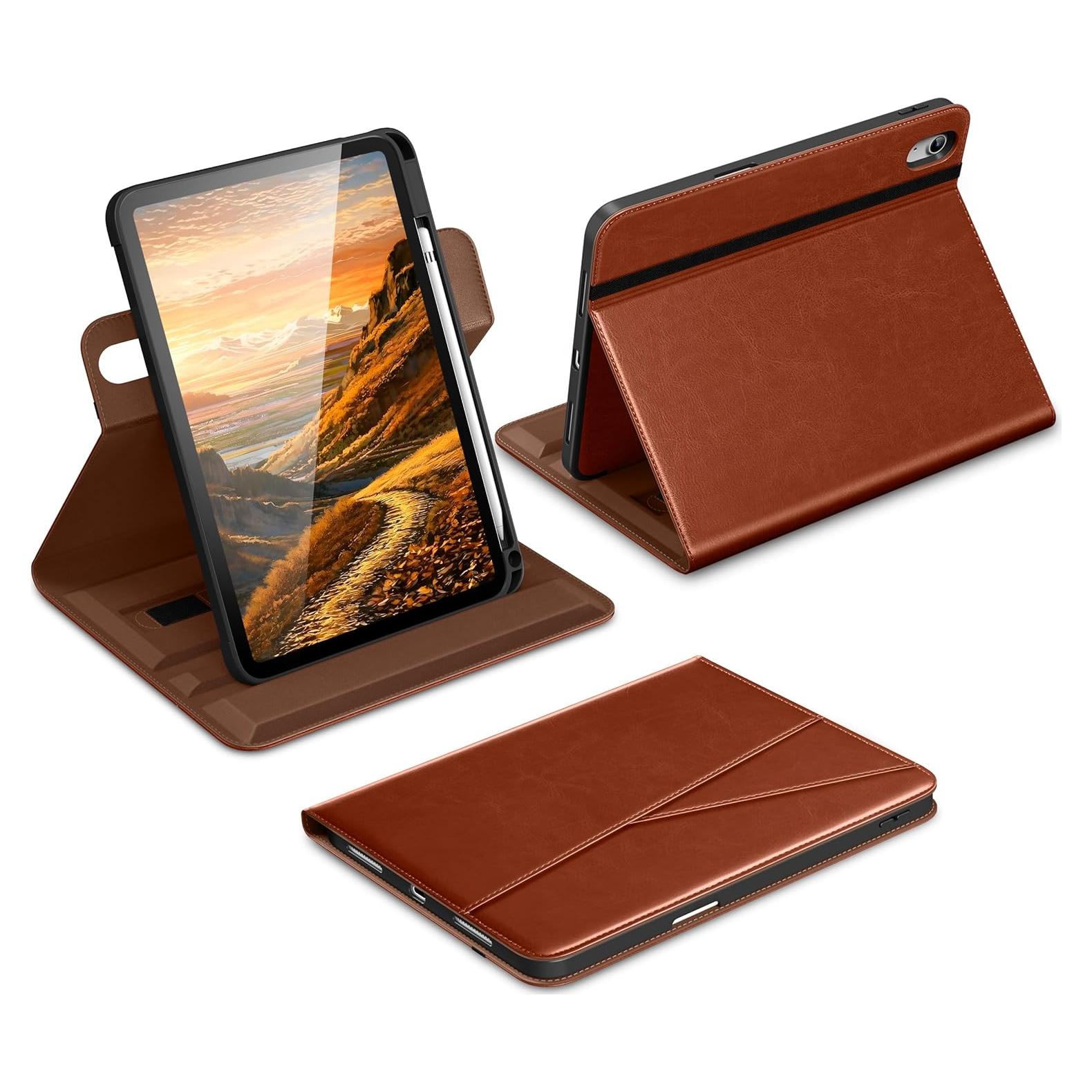 Funda DTTO para iPad A16 11"/10.9" 2025/2022 Cuero Marrón