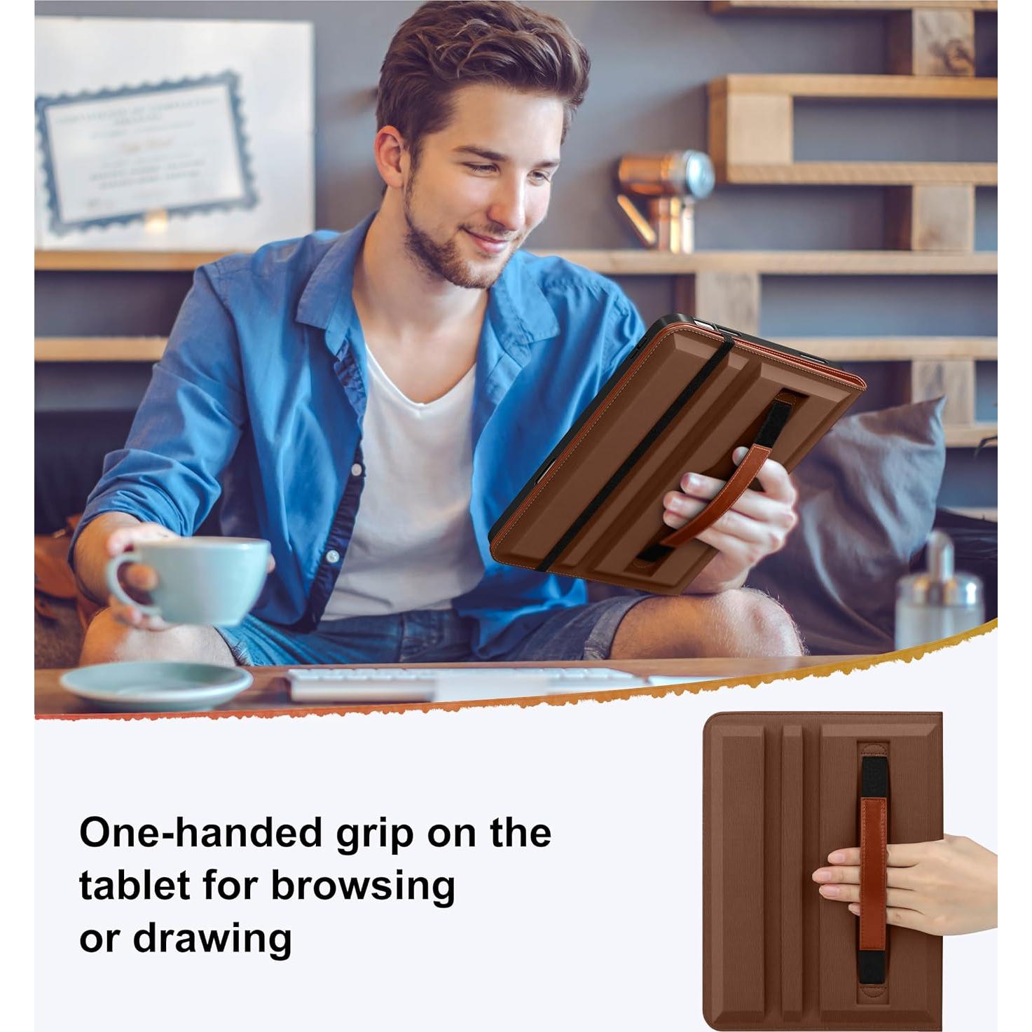 Funda DTTO para iPad A16 11"/10.9" 2025/2022 Cuero Marrón