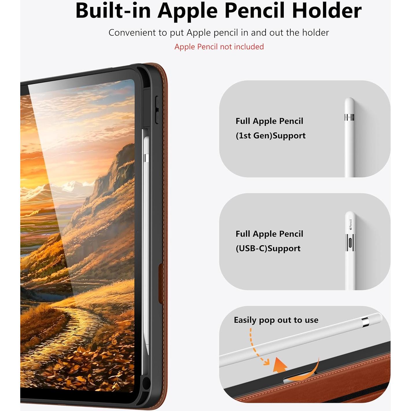 Funda DTTO para iPad A16 11"/10.9" 2025/2022 Cuero Marrón