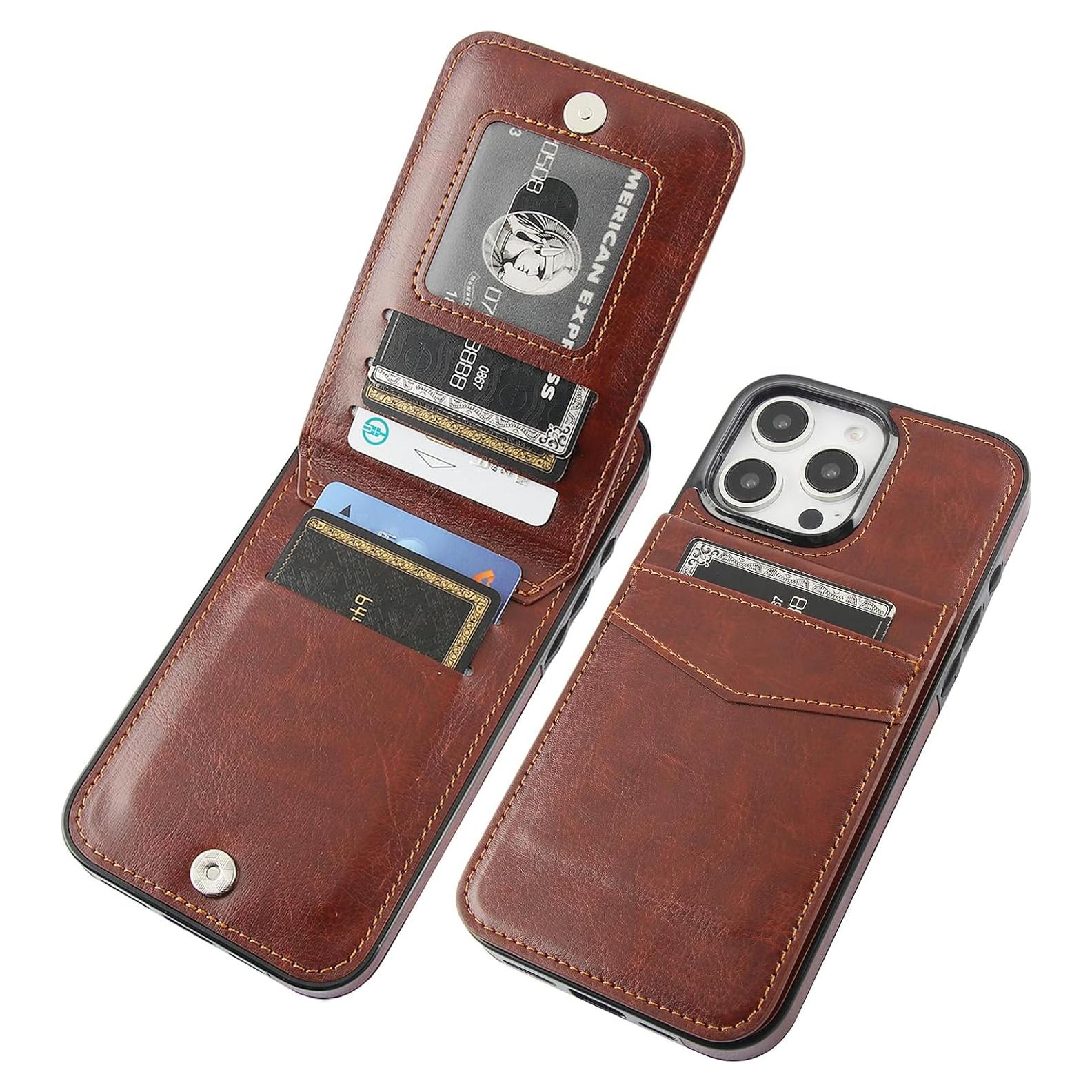 Funda Cartera KIHUWEY para iPhone 16 Pro Max 6.9" Cuero Marrón