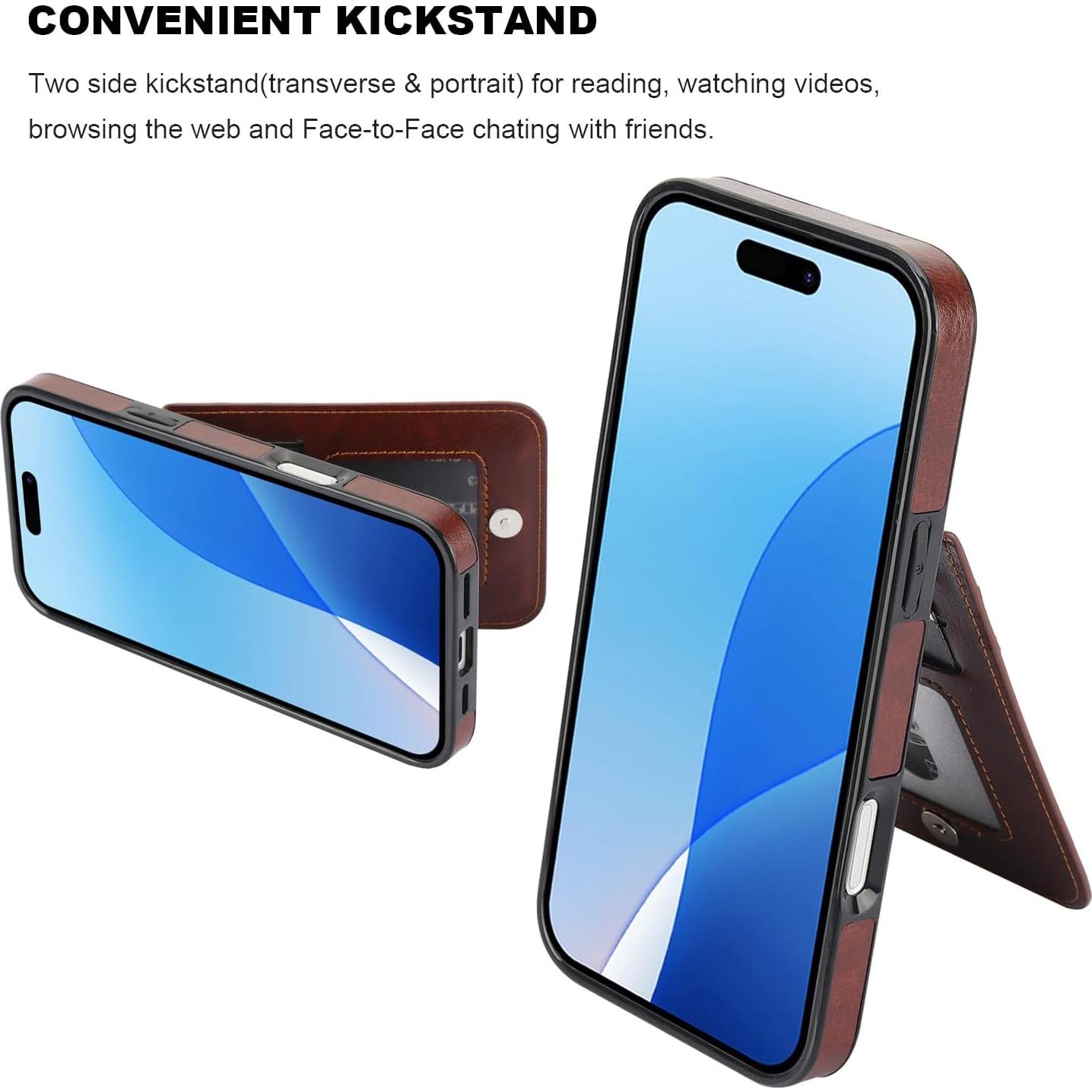 Funda Cartera KIHUWEY para iPhone 16 Pro Max 6.9" Cuero Marrón