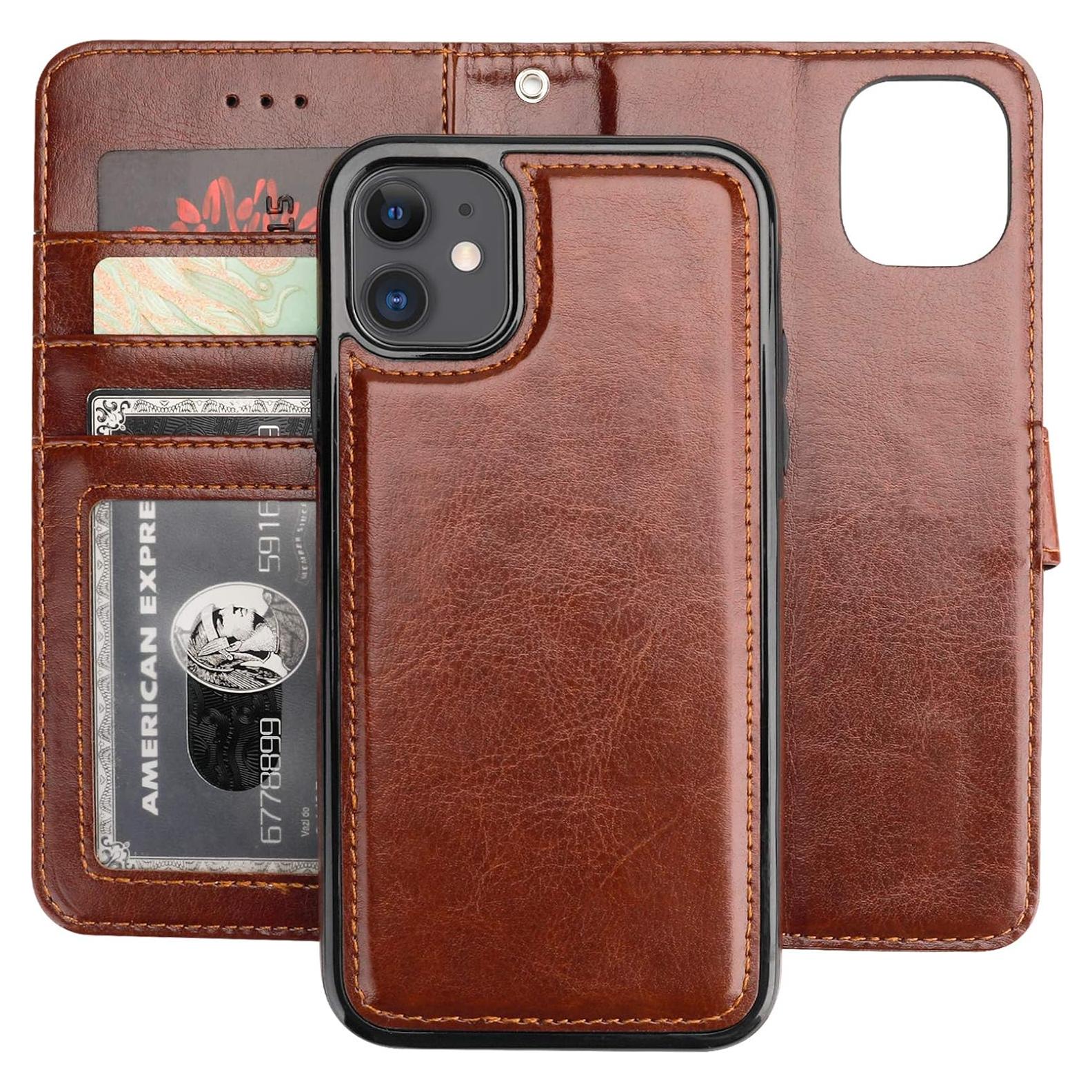 Funda de Cartera Desmontable Bocasal para iPhone 11 6.1" Marrón
