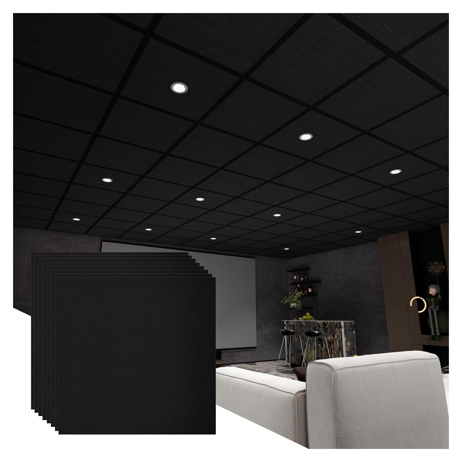 24 Paneles Acústicos LooYee de Fibra de Poliéster Negra 0.61m