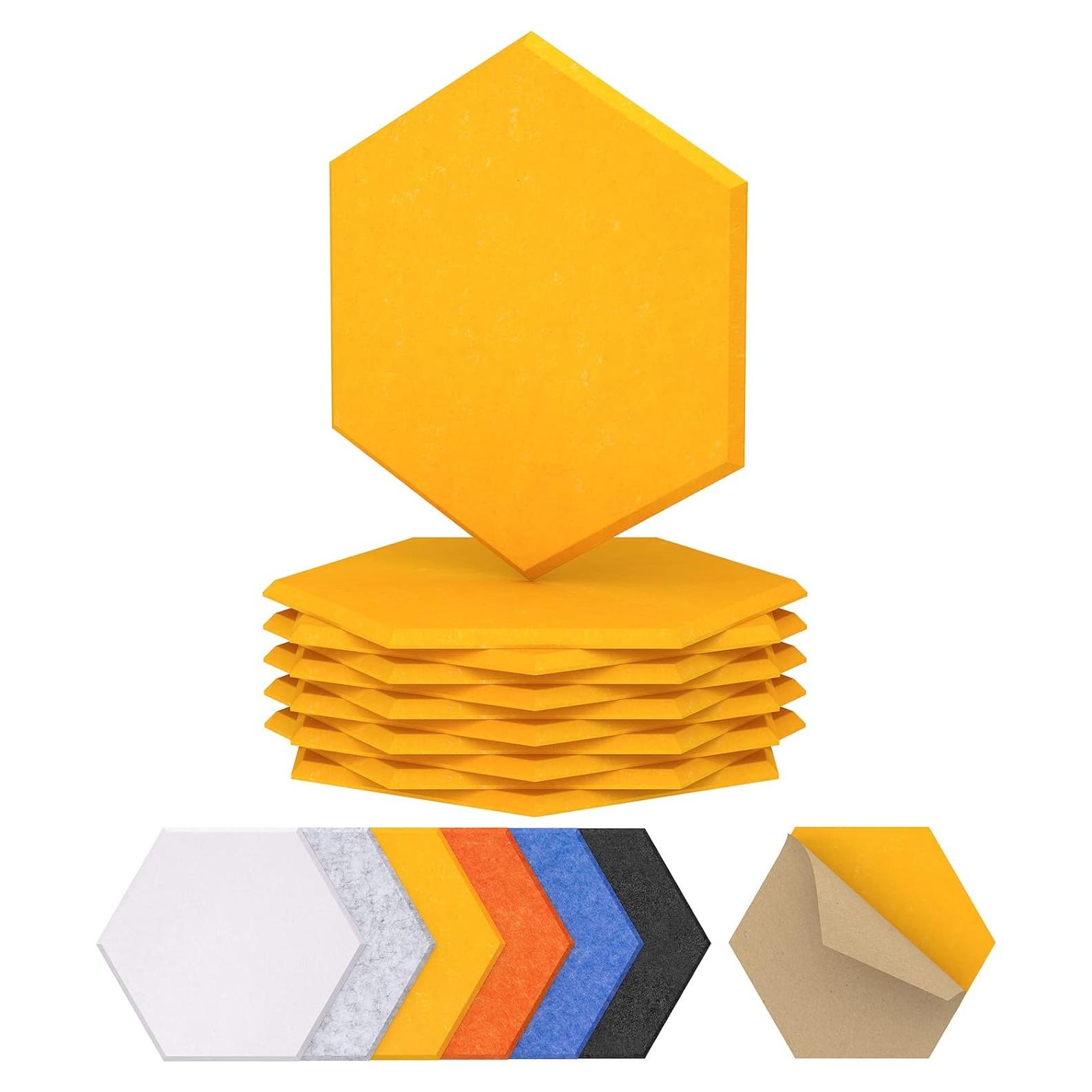 Paquete de 12 Paneles Acústicos Hexagonales TONOR Amarillo