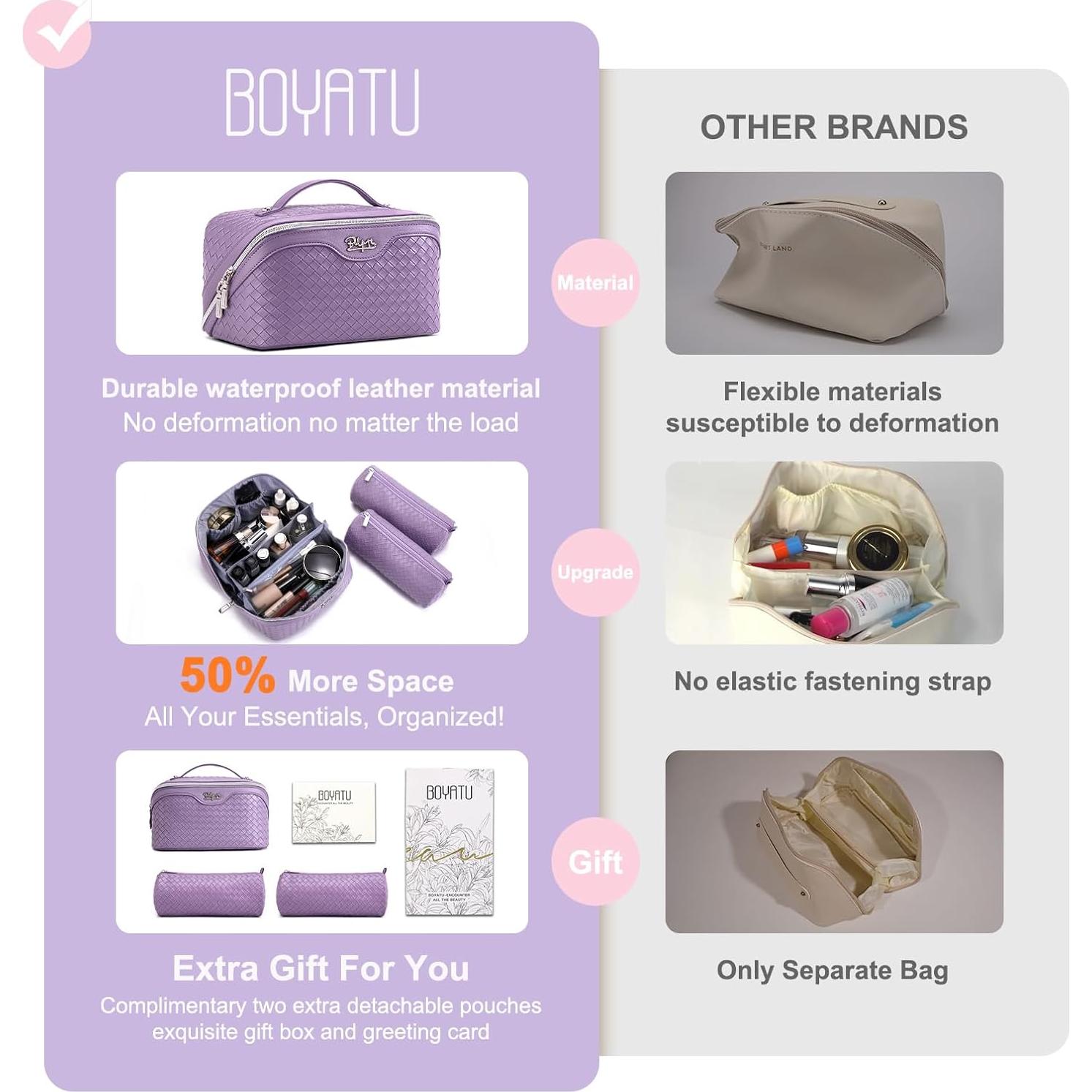 Bolsa de Maquillaje de Viaje BOYATU 3 Piezas Impermeable