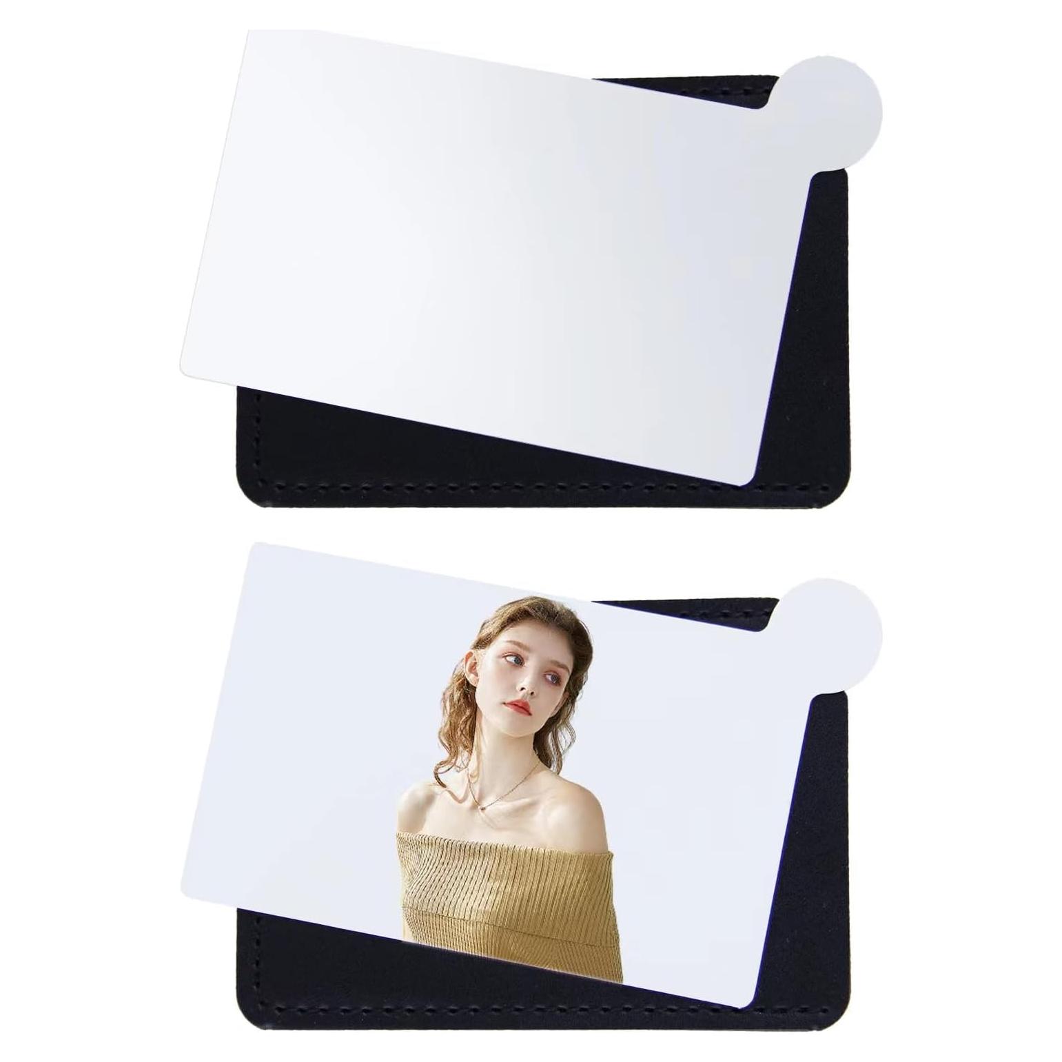 Espejo de Bolsillo Abvsdu 2 Pcs Acero Inoxidable Negro Compacto