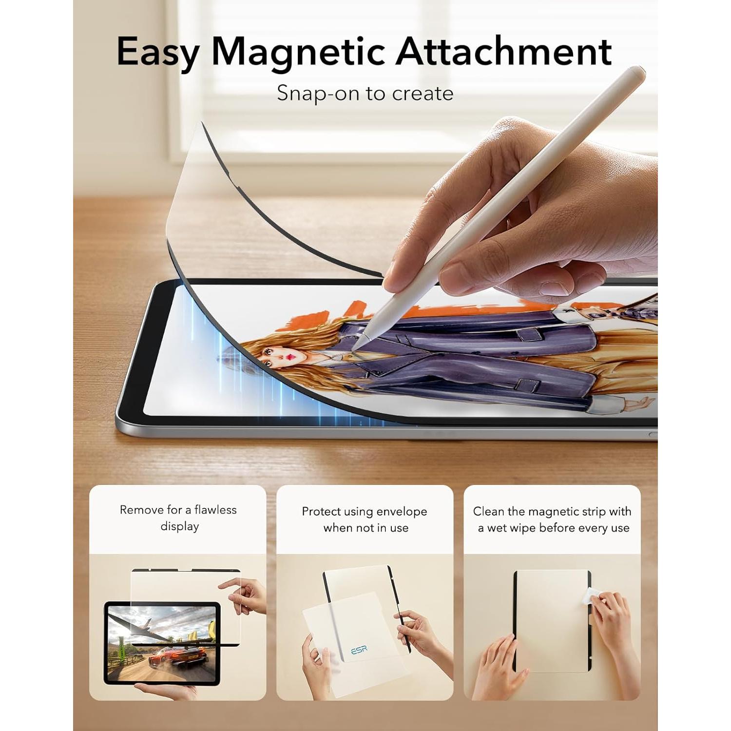 Protector de Pantalla Magnético Paper-Feel ESR para iPad 11"/10"