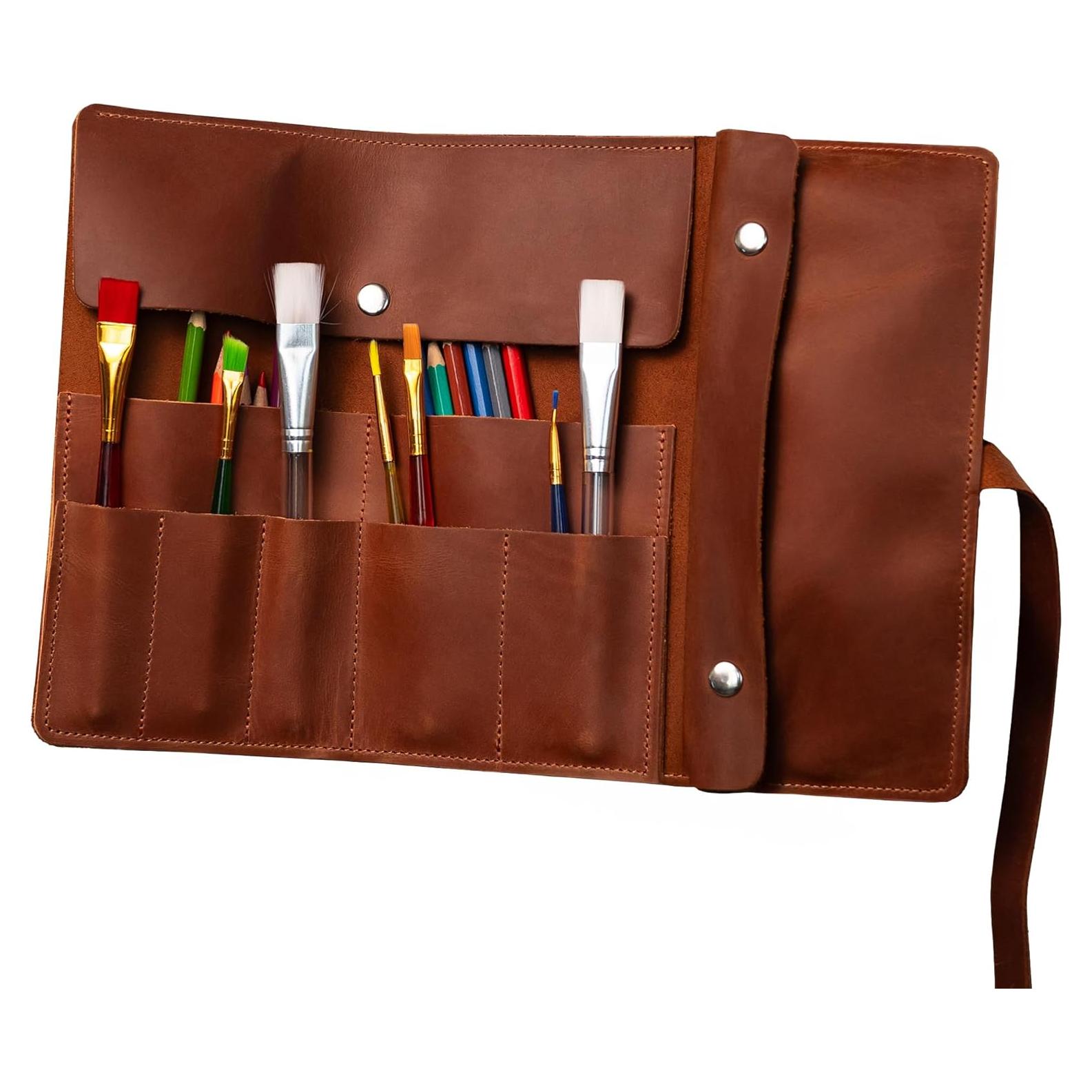 Estuche de Lápices de Cuero OMUBO Modelo#1 Marrón 36x24 cm