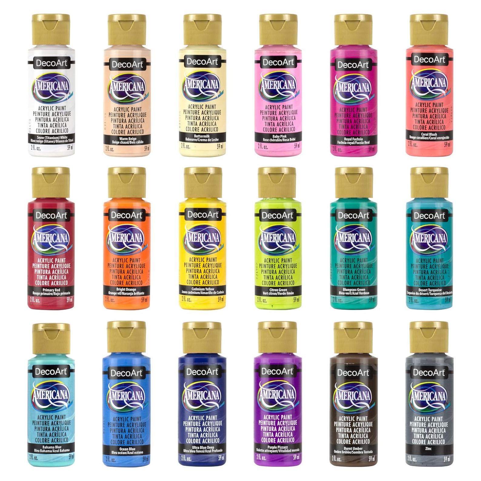 Set de Pintura Acrílica Americana DecoArt 18 Botellas 59 ml