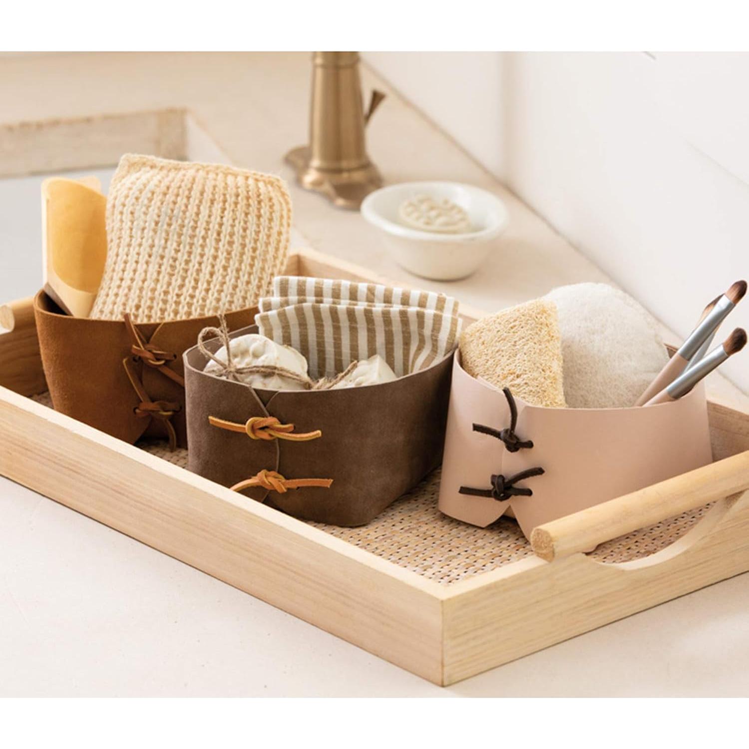 Pieza de Cuero Veg Tan Realeather 23x7.6 cm Natural