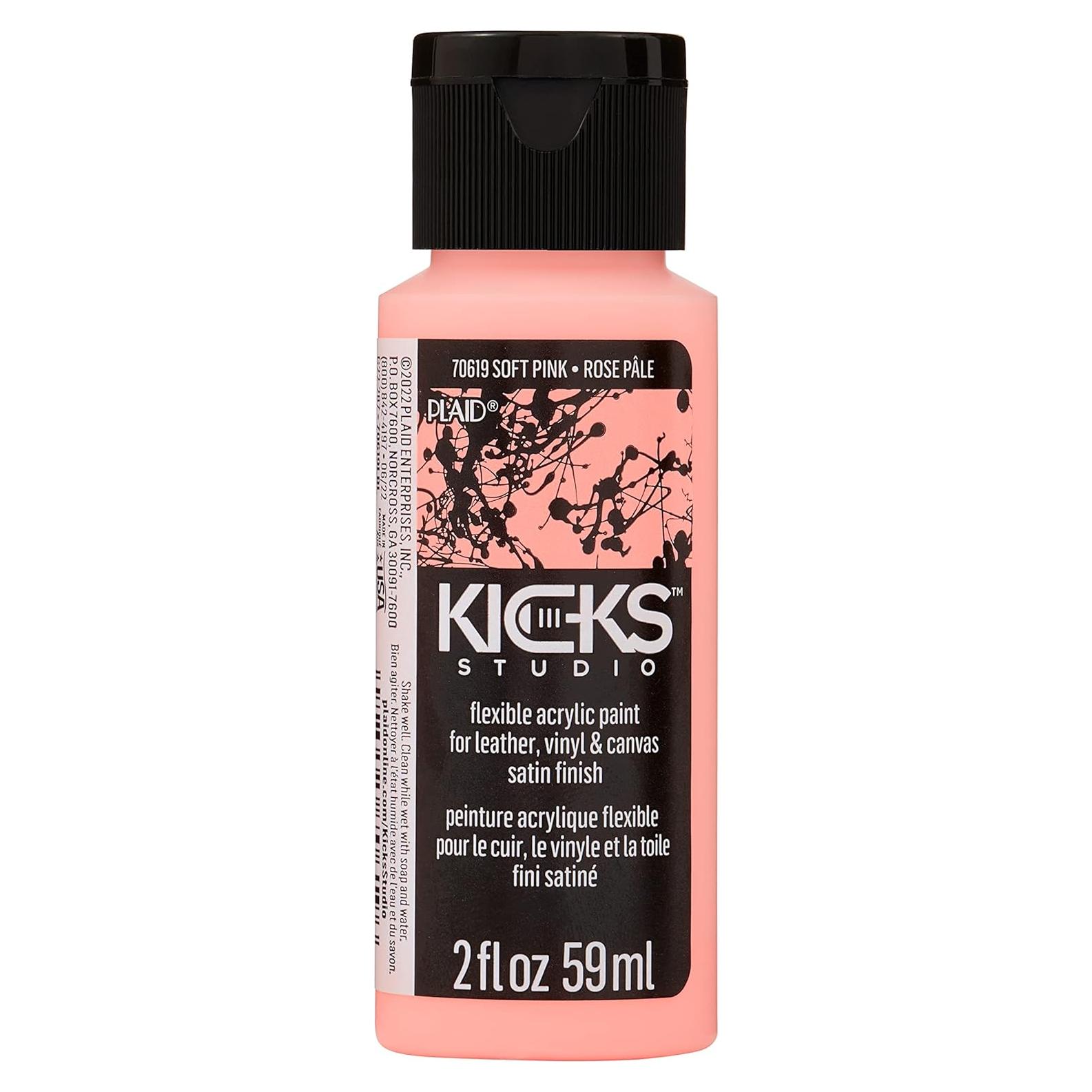 Pintura Acrílica para Cuero Kicks Studio Rosa Suave 60 ml