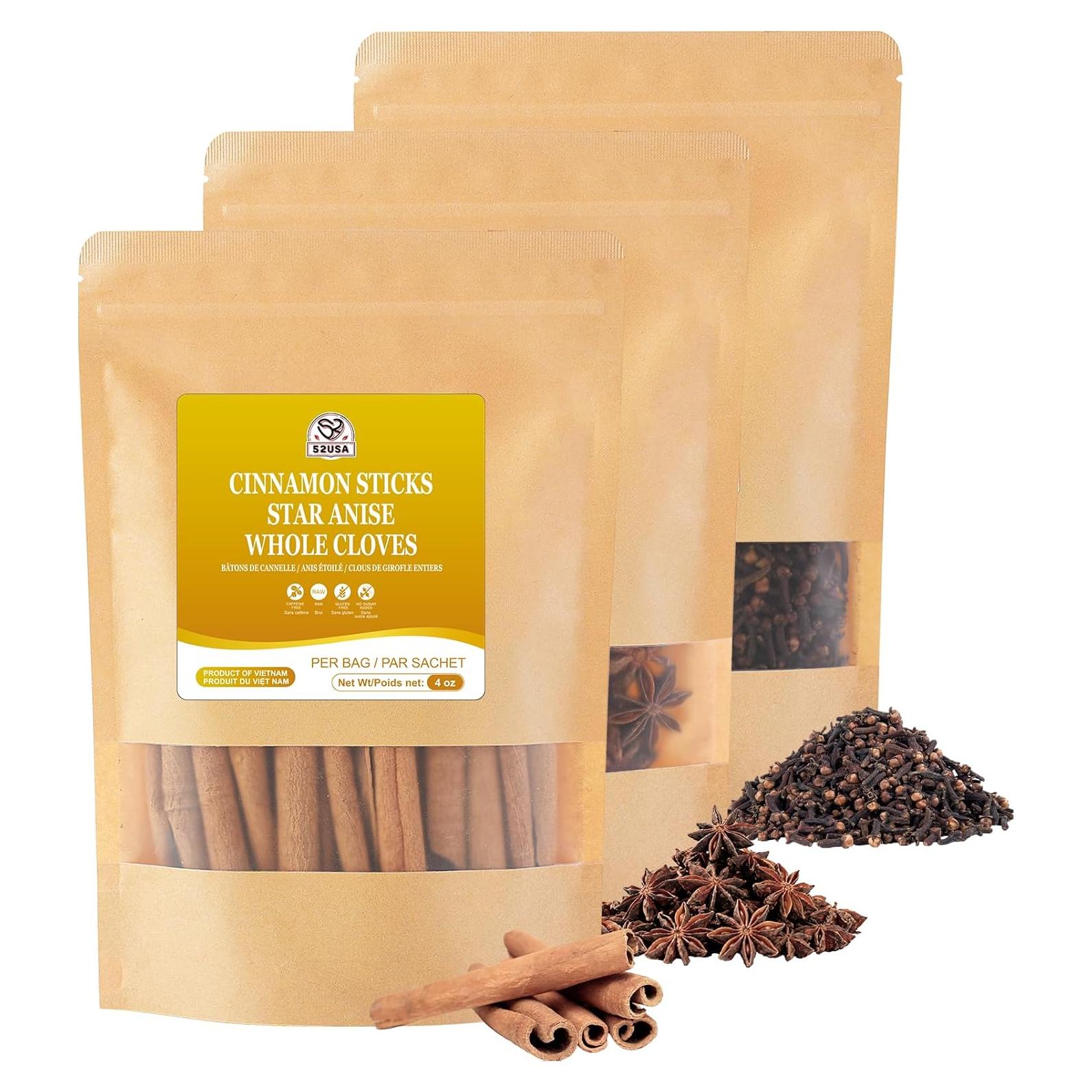 Conjunto de Especias 52USA: Canela, Anís Estrellado y Clavos 340g