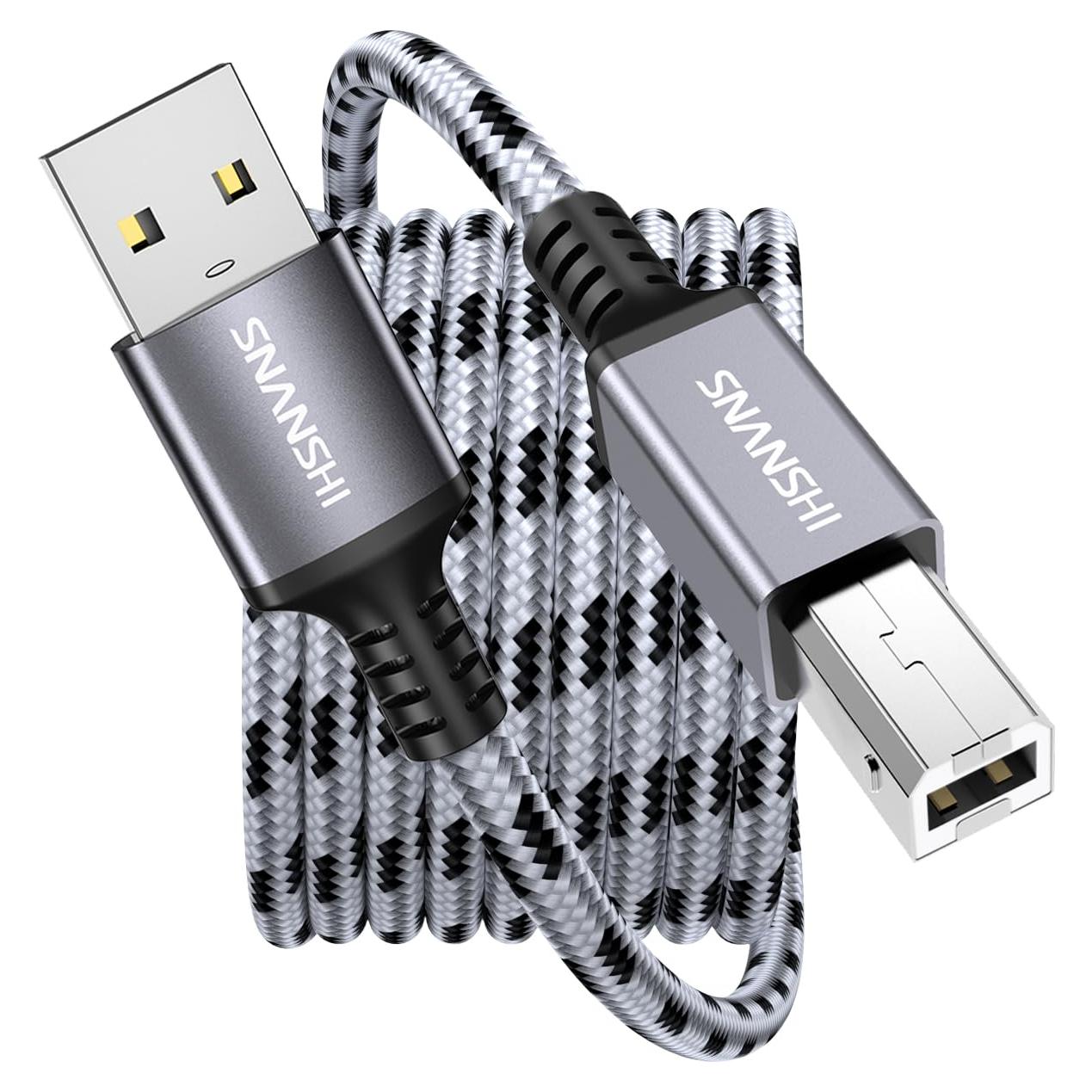Cable de Impresora USB 2.0 SNANSHI 1.83m - A a B, Alta Velocidad
