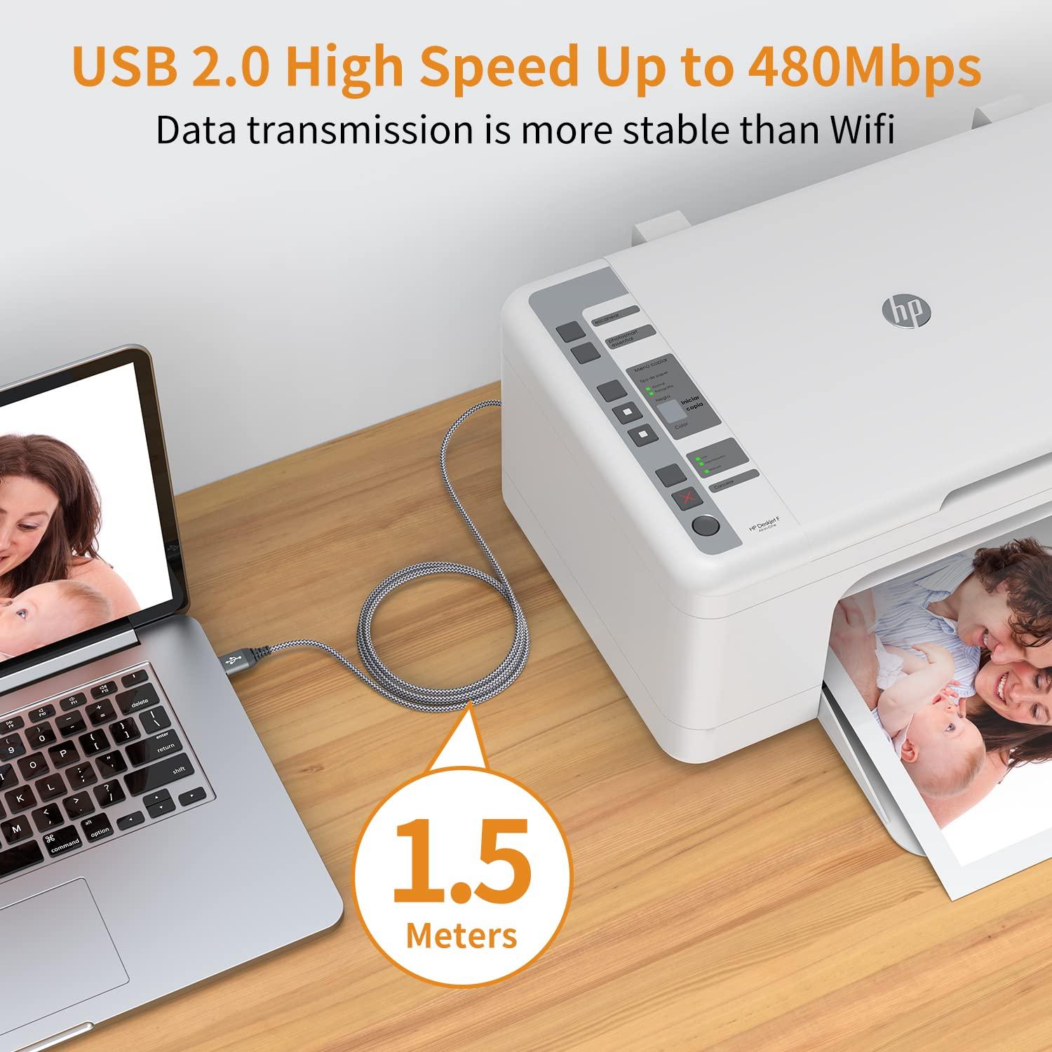 Paquete de 2 Cables USB 2.0 A a B 1.52m MCSPER para Impresora