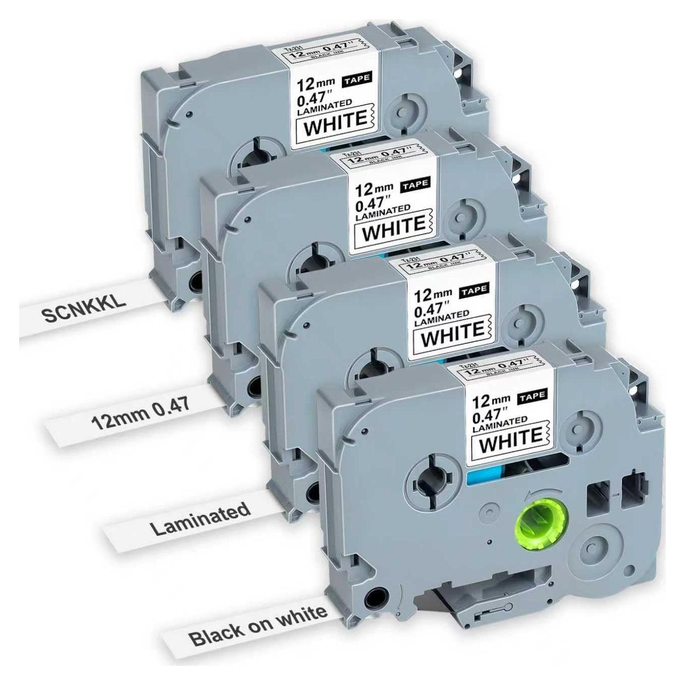 Cinta de Etiquetadora Brother TZe-231 12mm Negra sobre Blanca - 4 Unidades