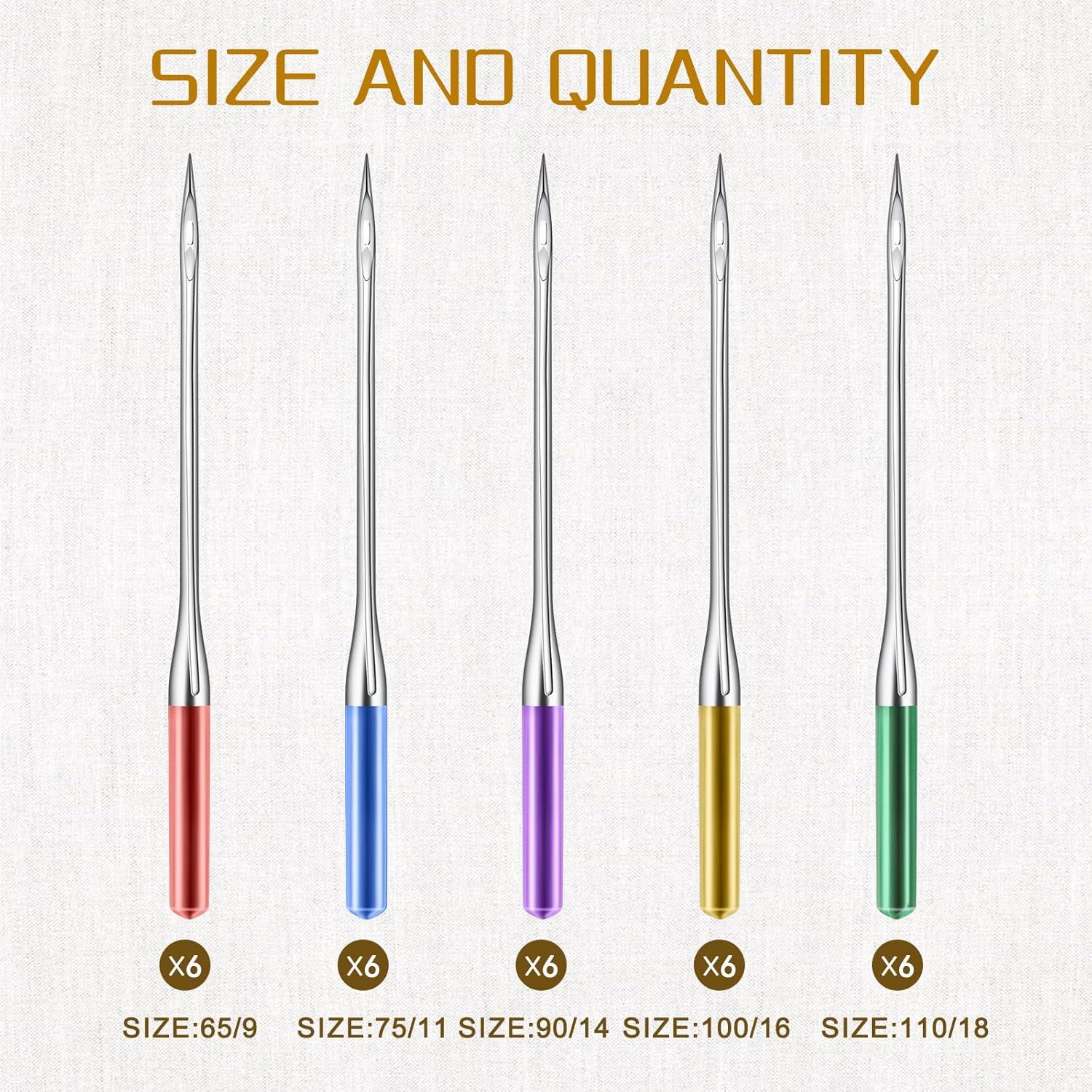 30 Agujas de Máquina de Coser Universales GAQWOK - Tamaños 9 a 18