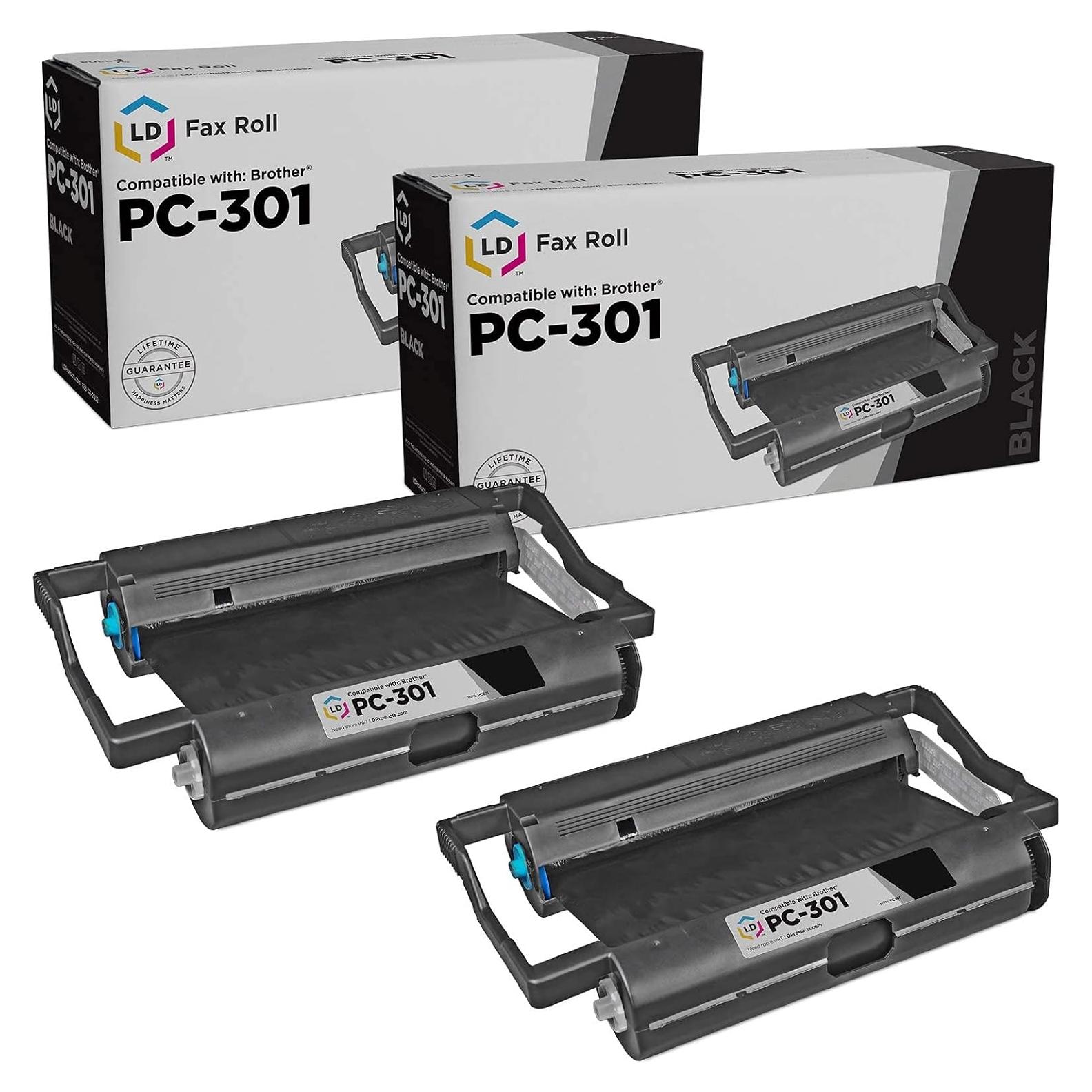 Cartucho de fax negro compatible Brother PC301 - Paquete de 2