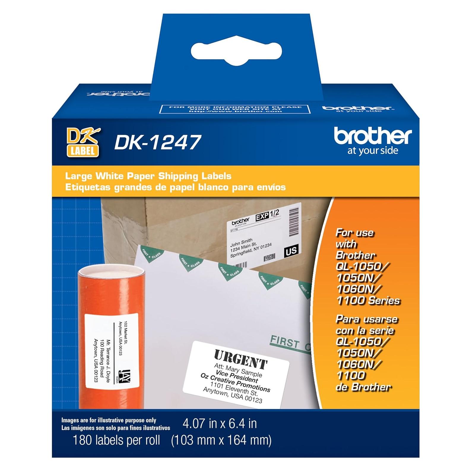 Etiquetas autoadhesivas Brother DK-1247 180 unidades 103x164mm