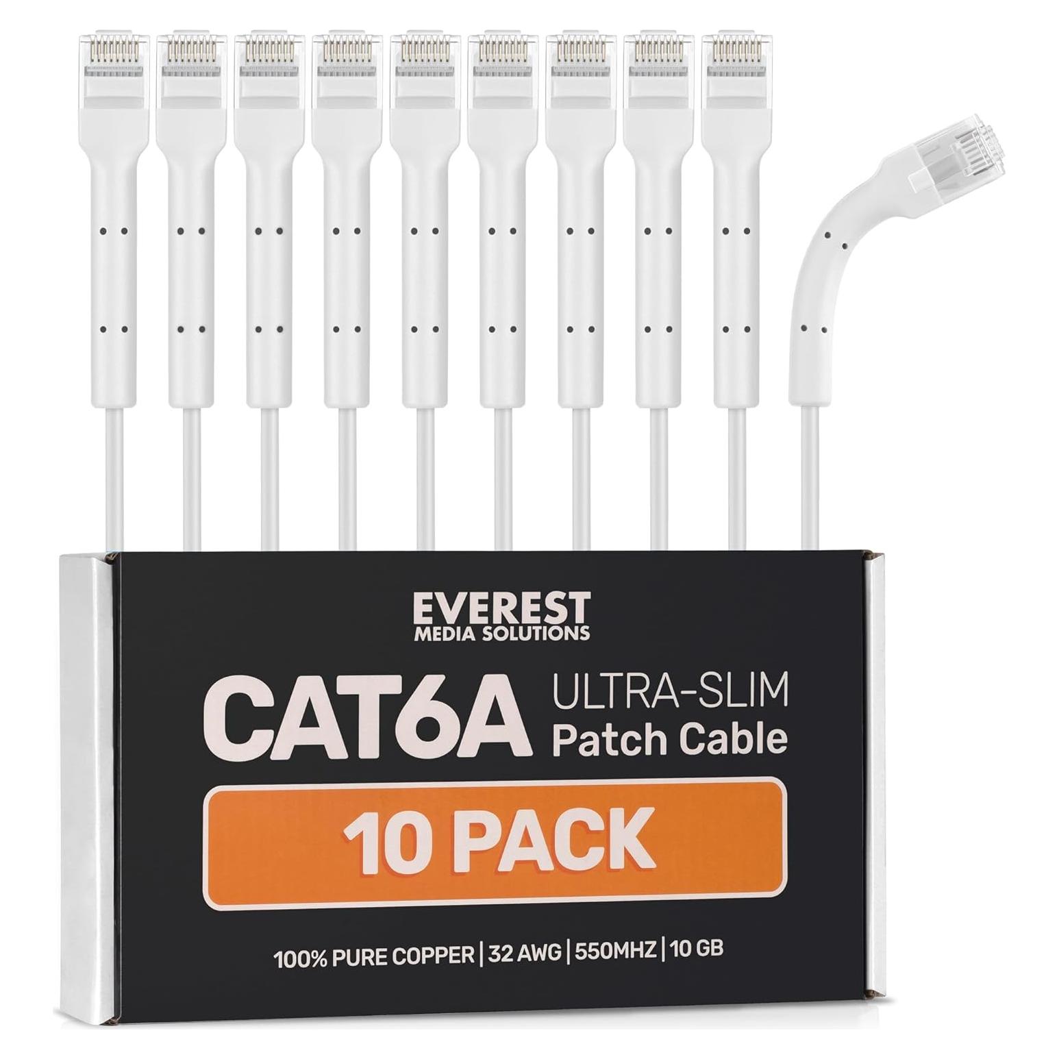 Cables de Parcheo Ethernet Cat6a Everest 0.61m Paquete de 10