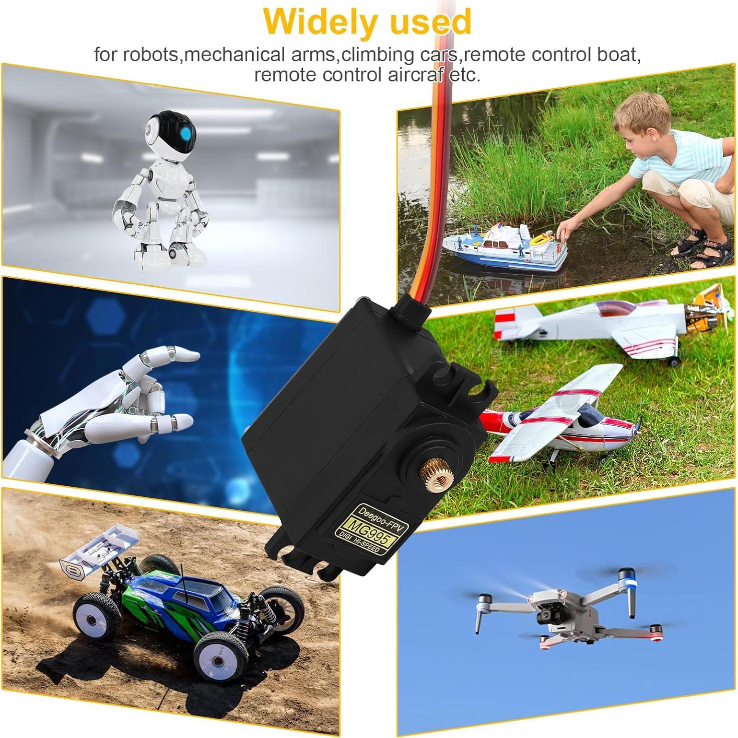 Paquete de 4 Servomotores Deegoo-FPV MG995 180° Torque 13kg