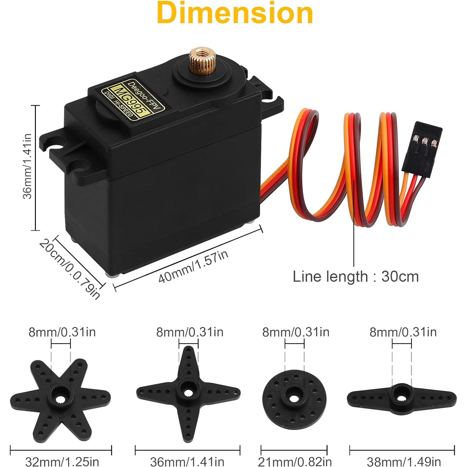Paquete de 4 Servomotores Deegoo-FPV MG995 180° Torque 13kg