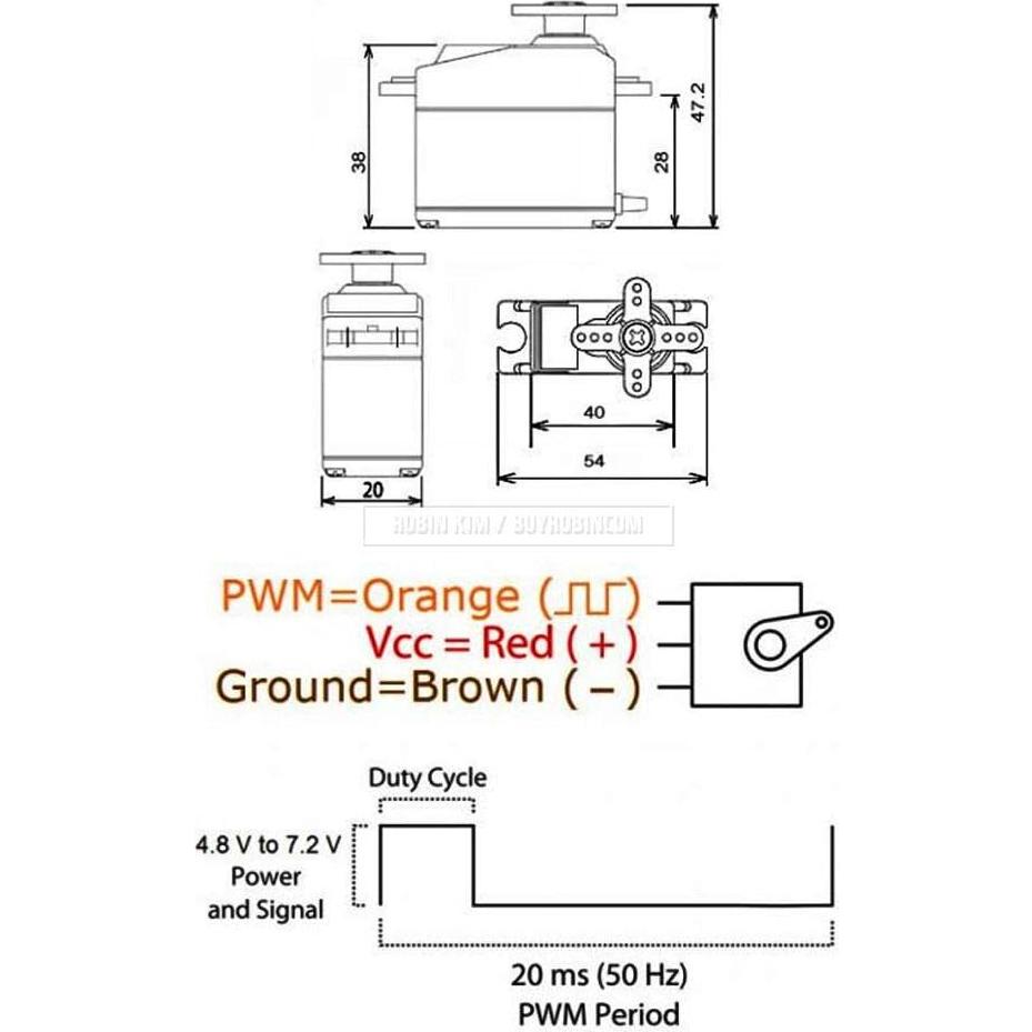 Paquete de 4 Servomotores Deegoo-FPV MG995 180° Torque 13kg