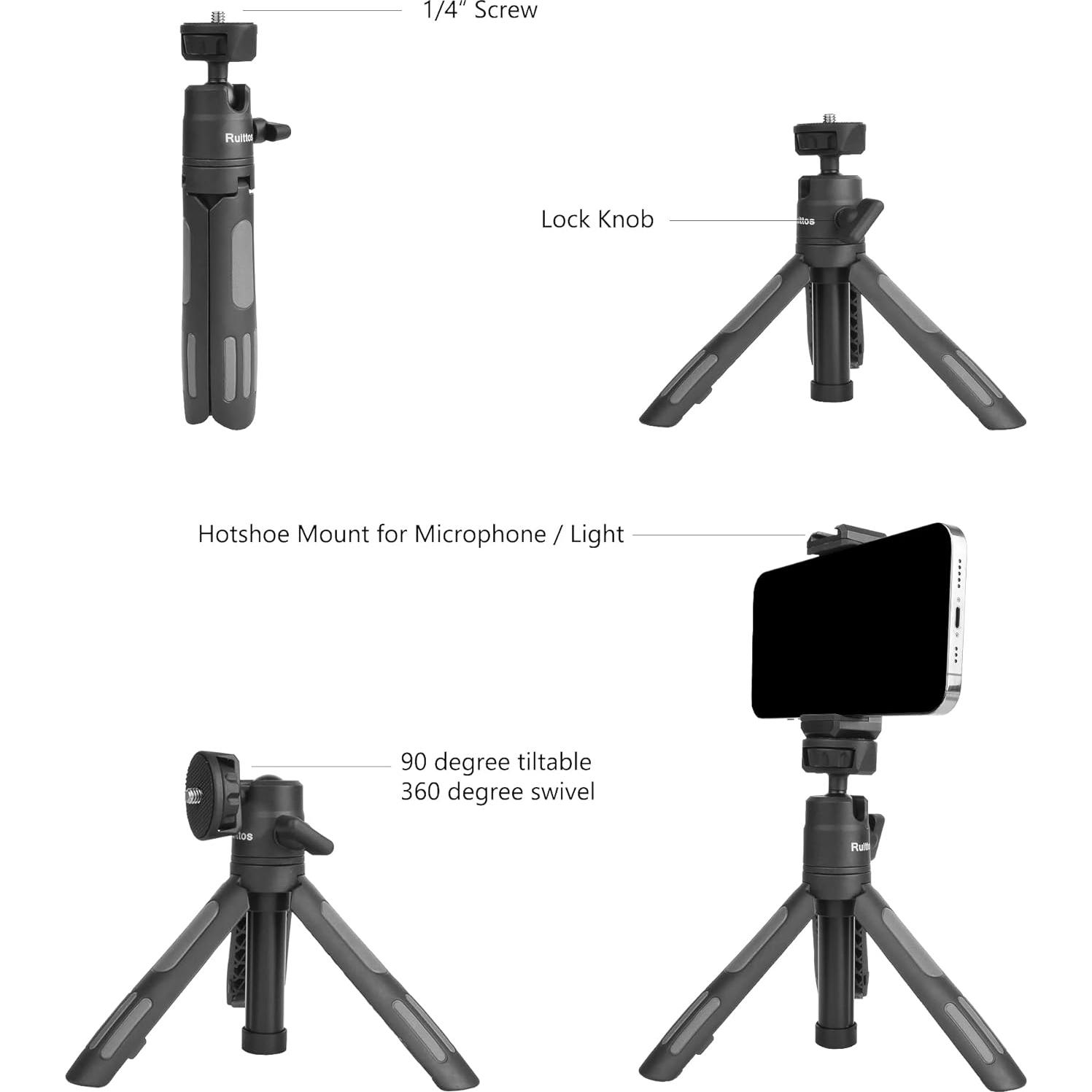 Trípode Mini Selfie Stick Ruittos 29.21 cm Ajustable