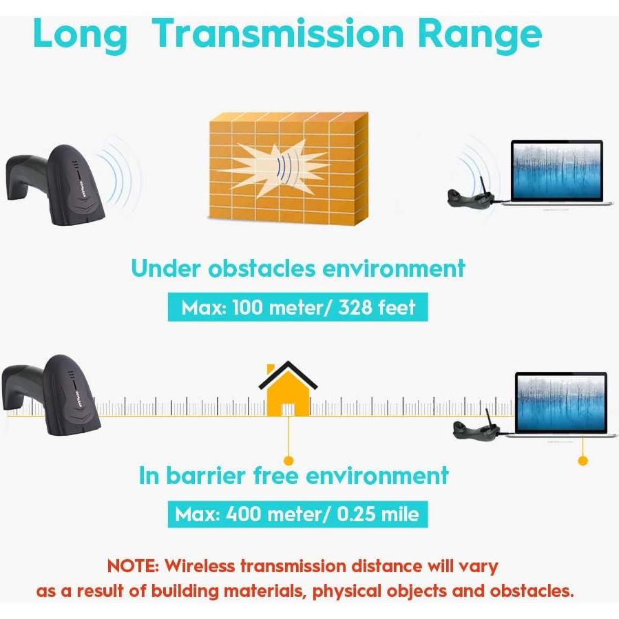 Escáner de Código de Barras Inalámbrico NADAMOO 2D 400m