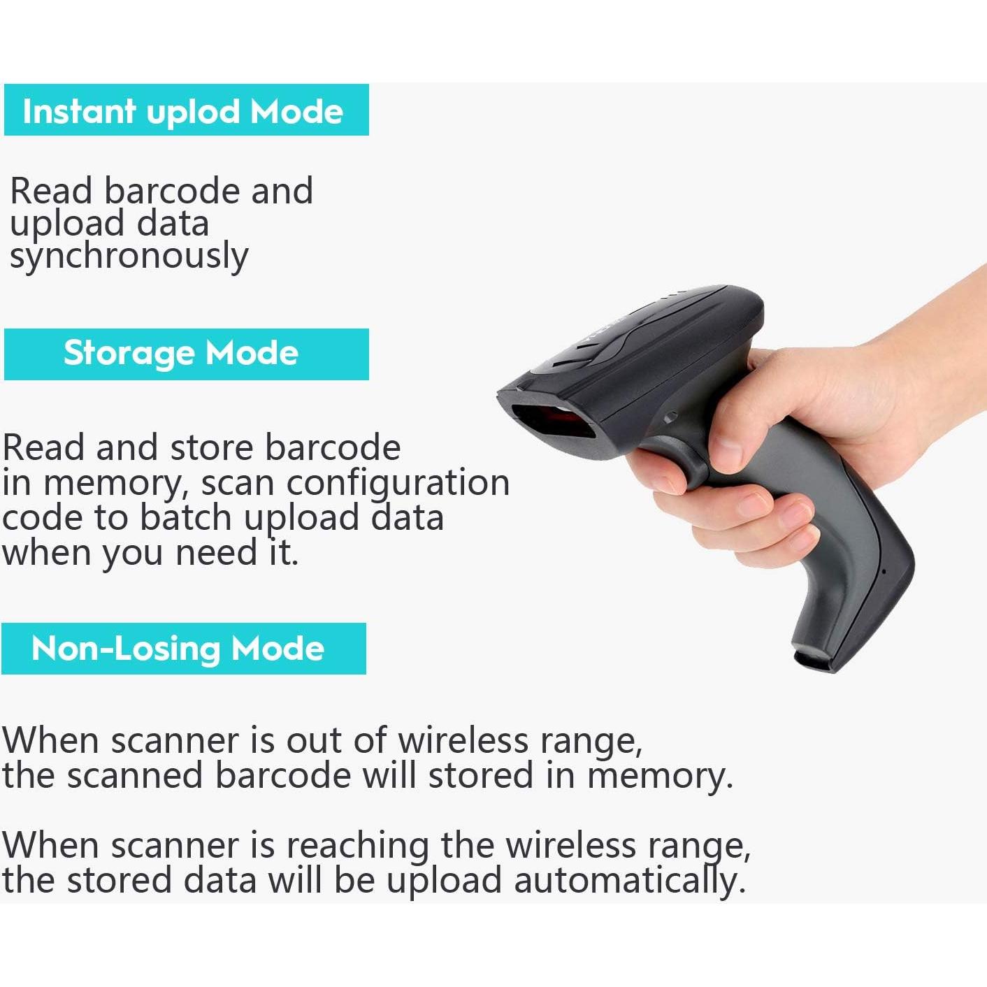 Escáner de Código de Barras Inalámbrico NADAMOO 2D 400m