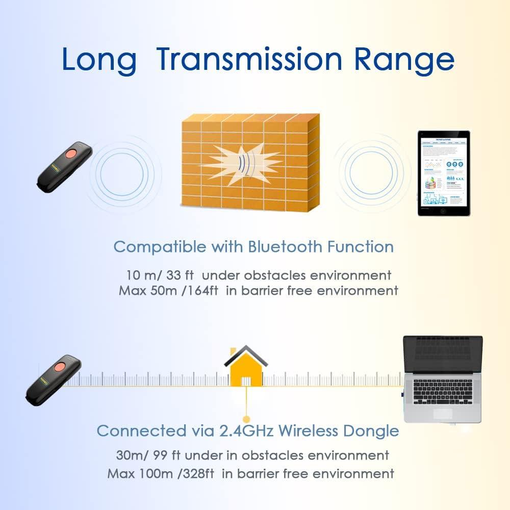 Escáner de Código de Barras Inalámbrico NADAMOO Naranja 3-en-1