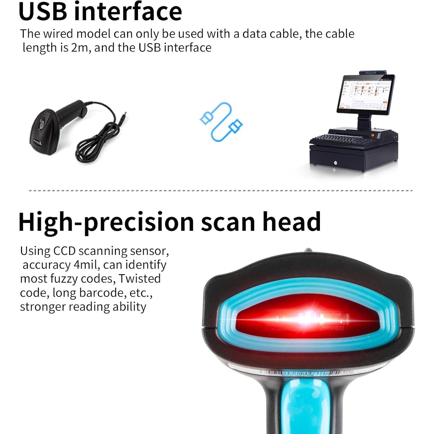 Escáner de Código de Barras USB 1D JIAN BOLAND U1C Negro