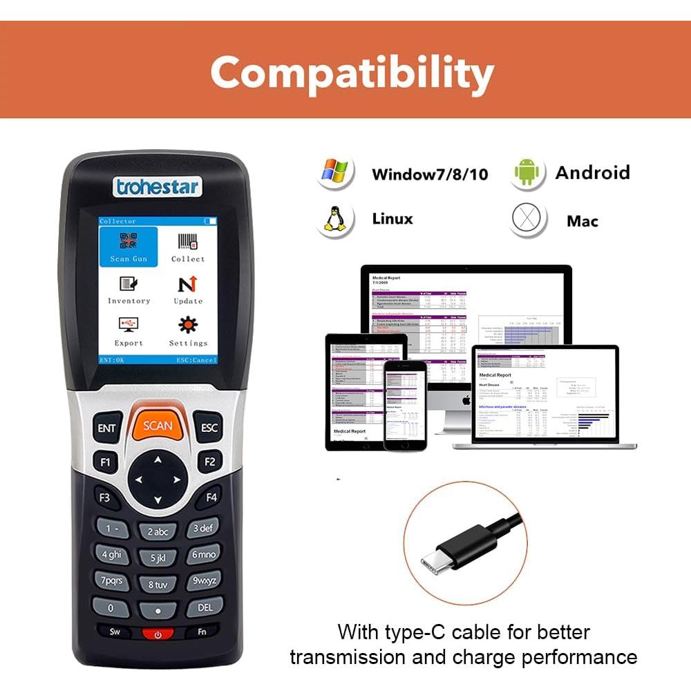 Escáner de Código de Barras Inalámbrico Trohestar N4-2D Azul