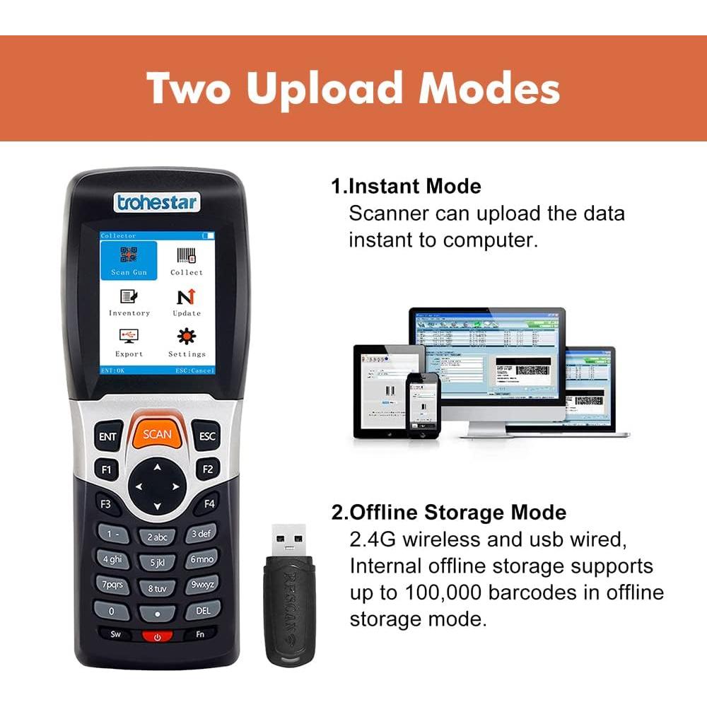 Escáner de Código de Barras Inalámbrico Trohestar N4-1D 4 en 1