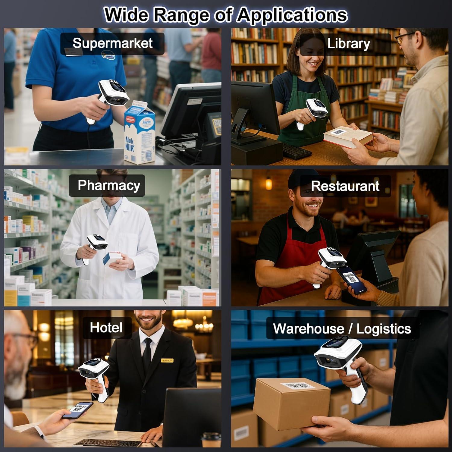 Escáner de Códigos de Barras KUIIYER Bluetooth 2D con Pantalla LCD