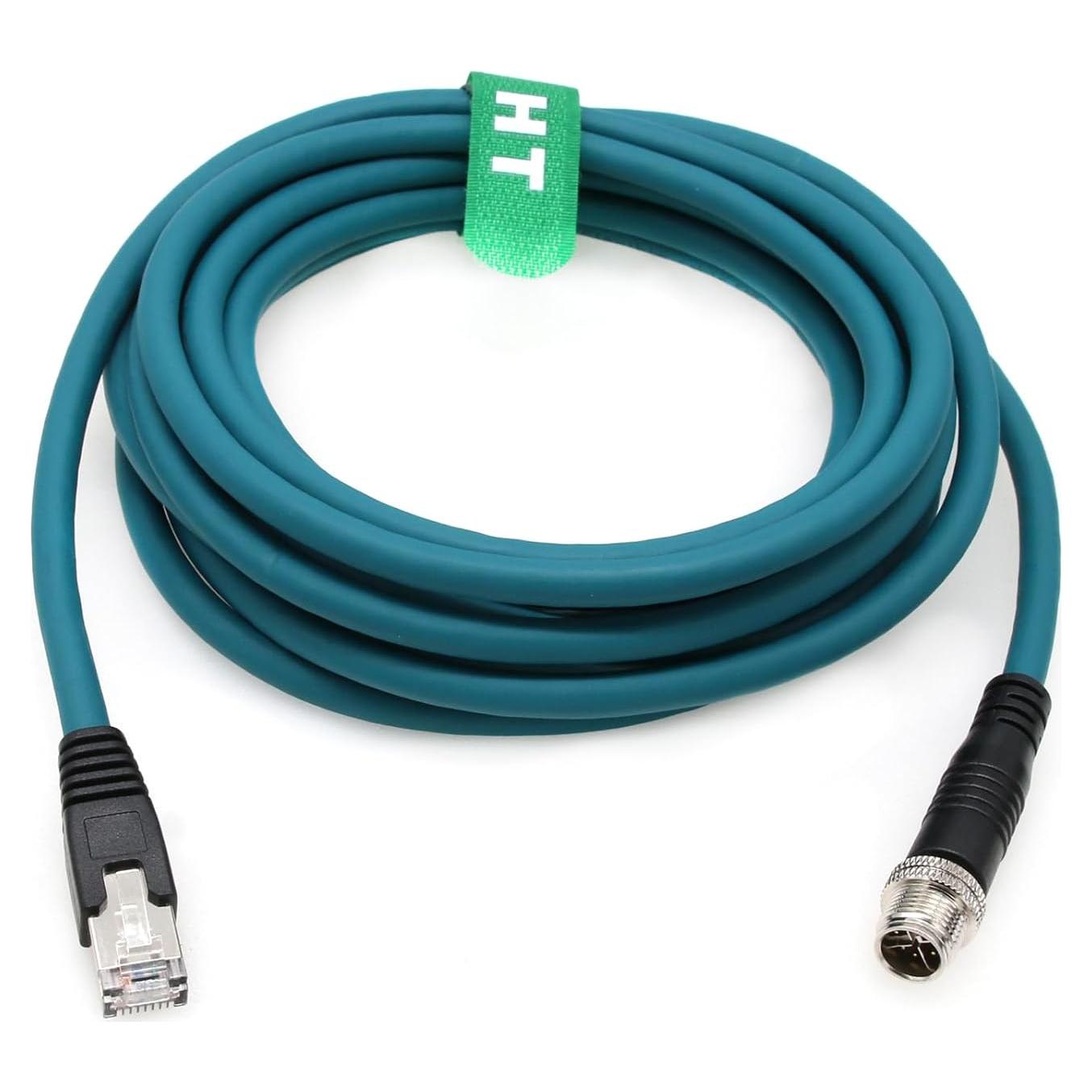 Cable Ethernet M12 5m CAT 7e HangTon para Cognex y Keyence