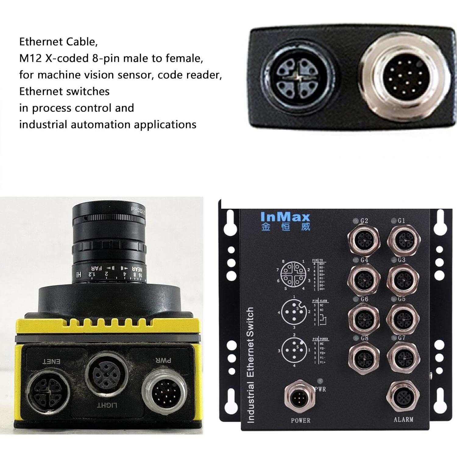 Cable Ethernet M12 5m CAT 7e HangTon para Cognex y Keyence