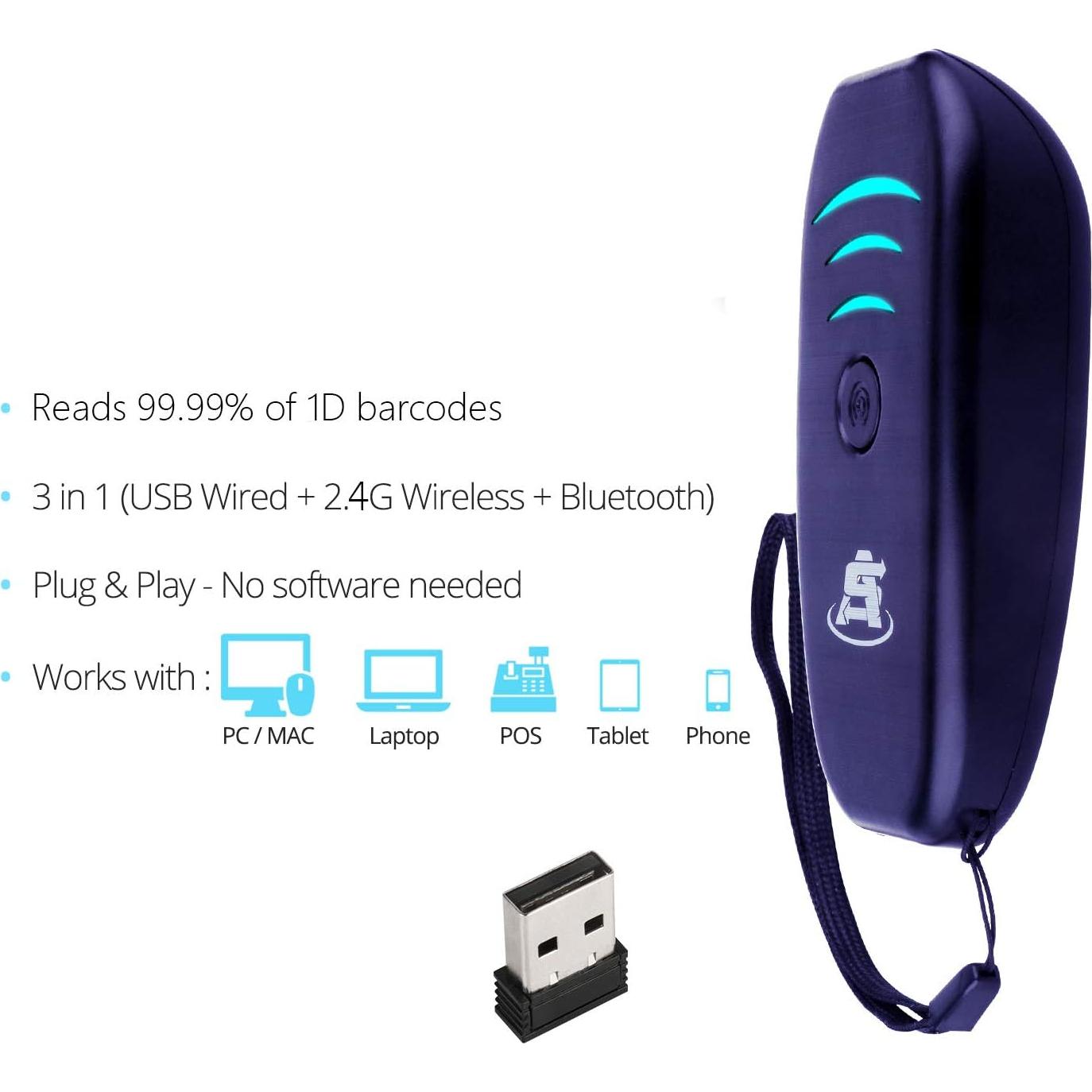 Escáner de Código de Barras Mini Inalámbrico ScanAvenger 1D