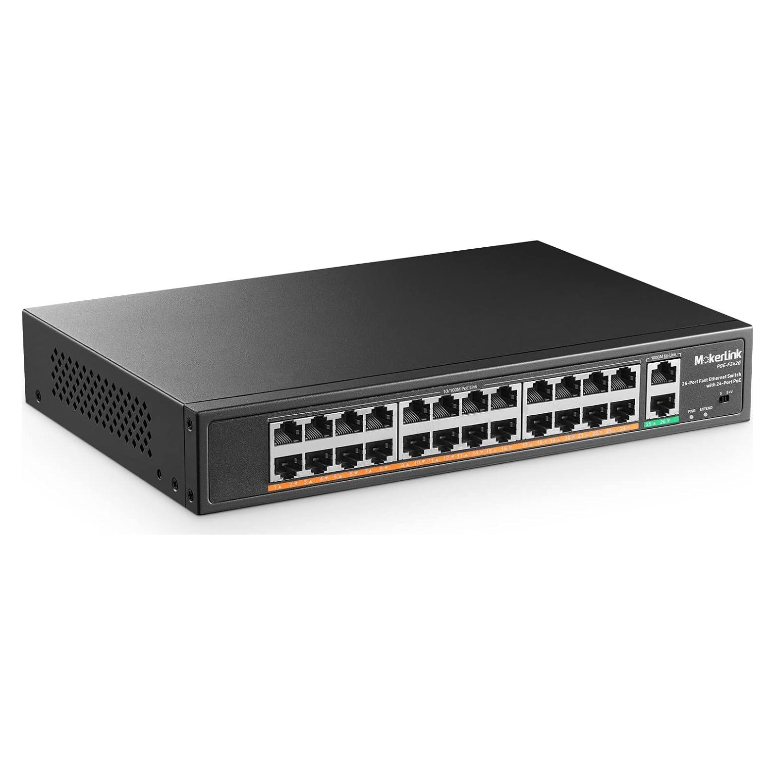 Interruptor PoE MokerLink 24 Puertos 400W No Gestionado