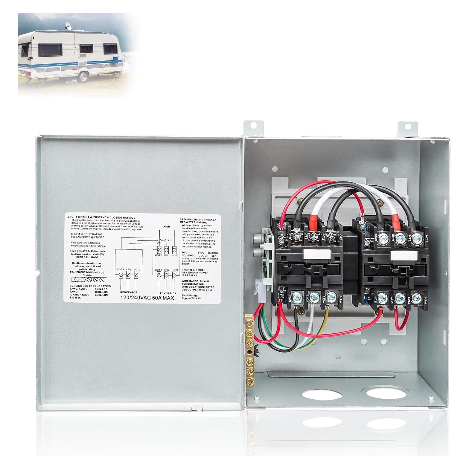 Interruptor de Transferencia Automático 50A KUTTOLE para RV y Barcos