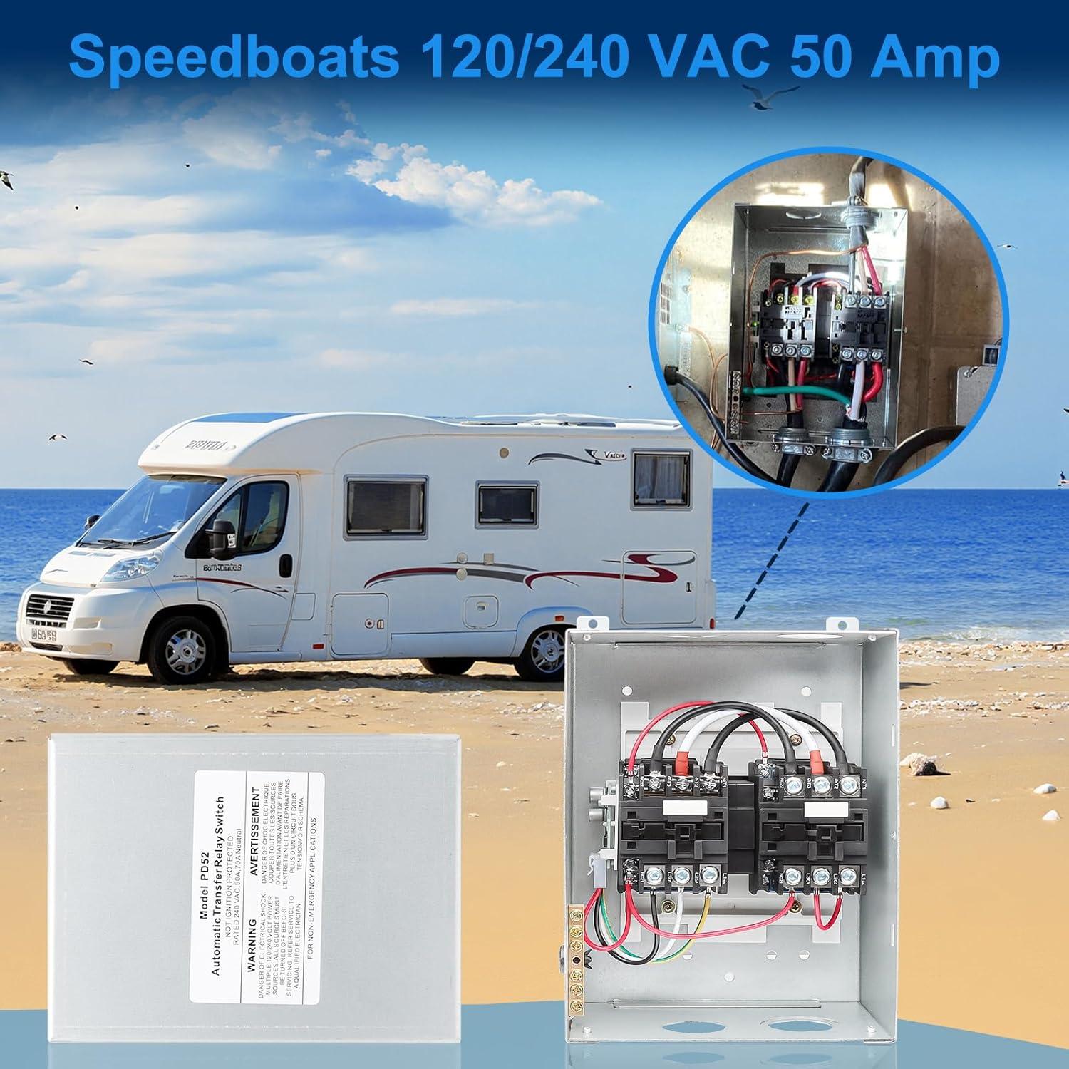 Interruptor de Transferencia Automático 50A KUTTOLE para RV y Barcos