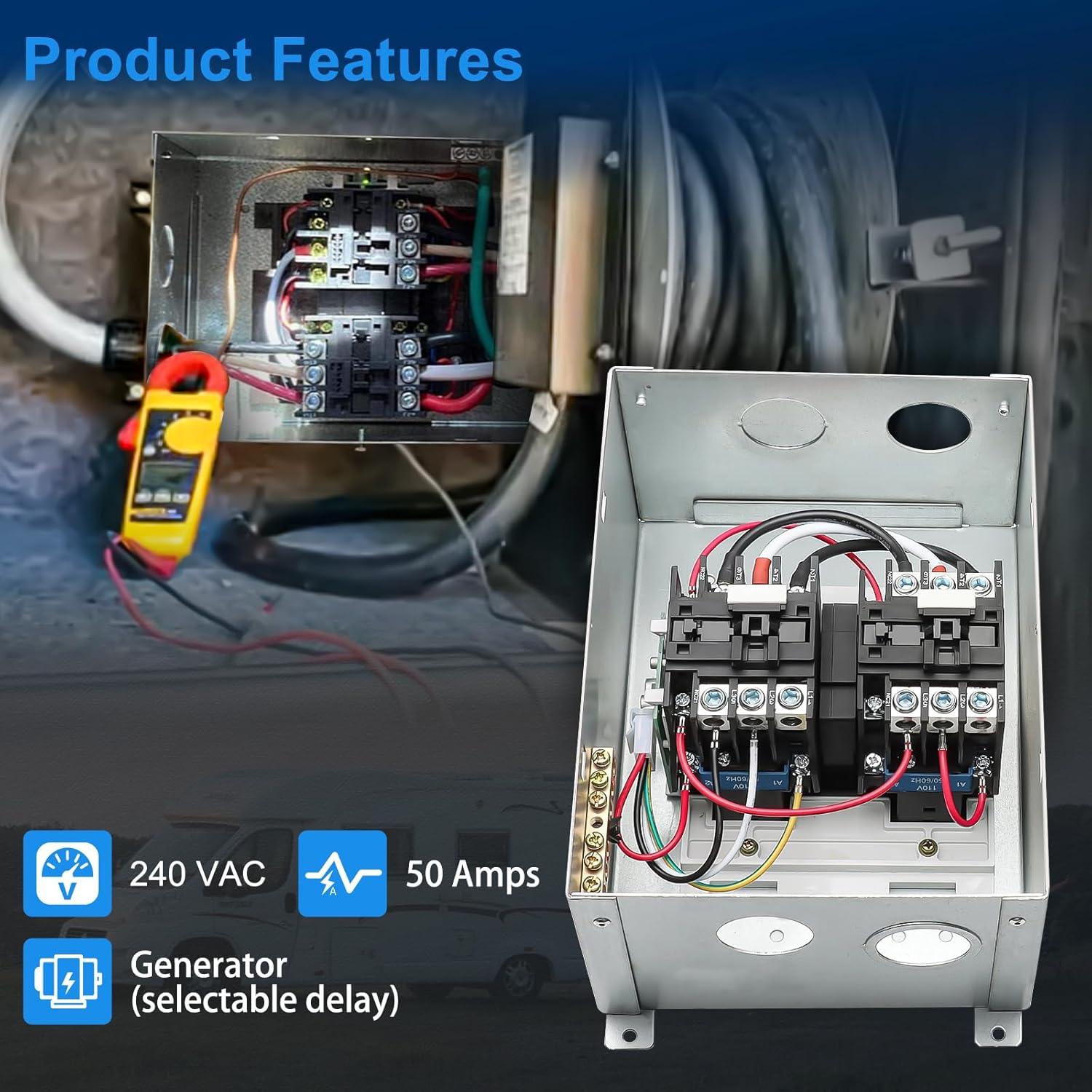 Interruptor de Transferencia Automático 50A KUTTOLE para RV y Barcos