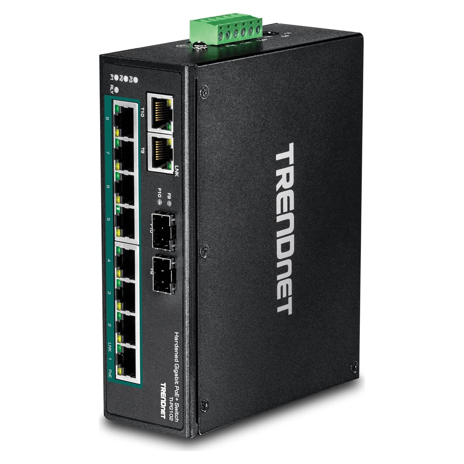 Interruptor DIN-Rail TRENDnet TI-PG102 10 Puertos Gigabit PoE+
