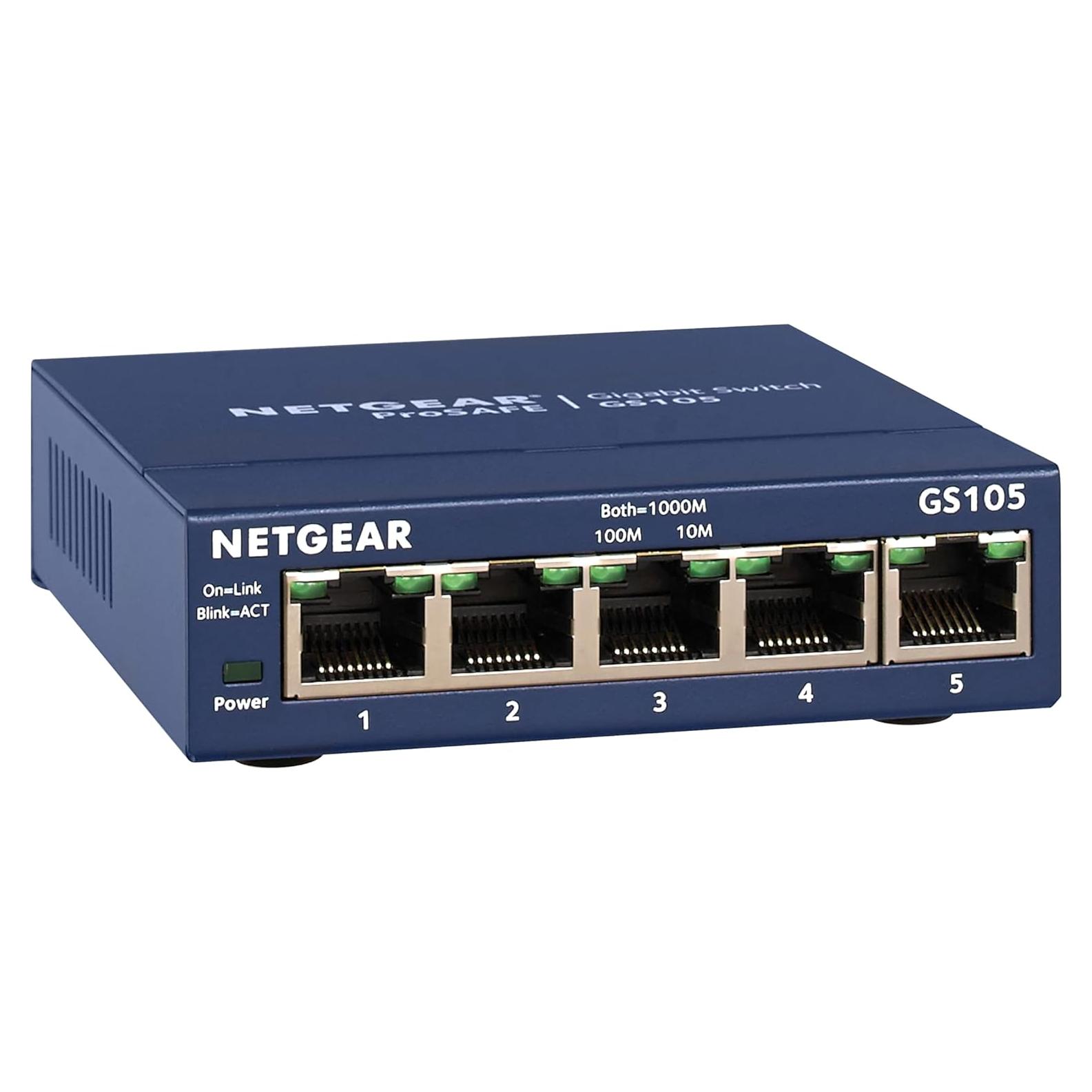 Switch Ethernet Gigabit 5 Puertos NETGEAR GS105 - No Gestionado